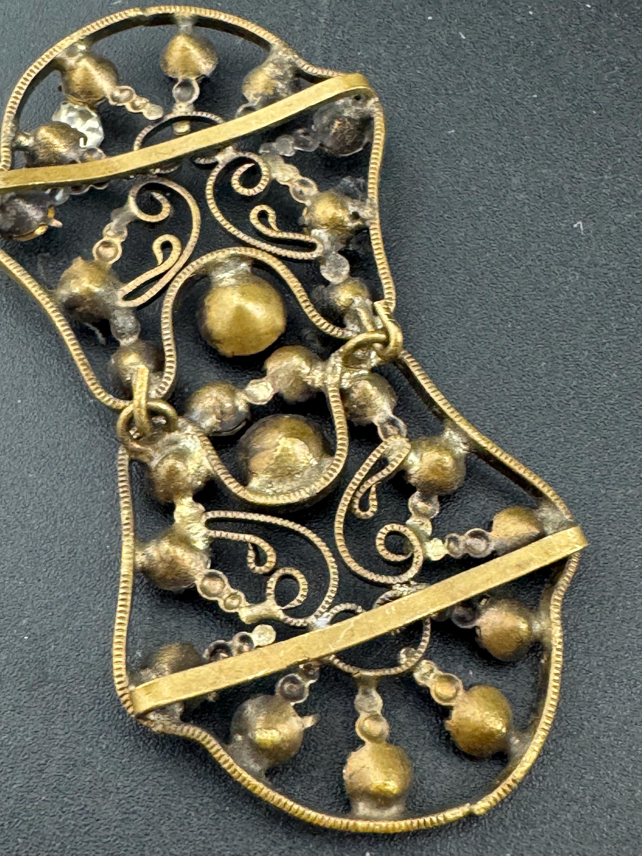 Antique 7cm Czech Art Deco 1920s 1930s wide double 2 part Glass Diamante Belt Buckle paste rhinestone Bridal Wedding Sash Adornment Fitting