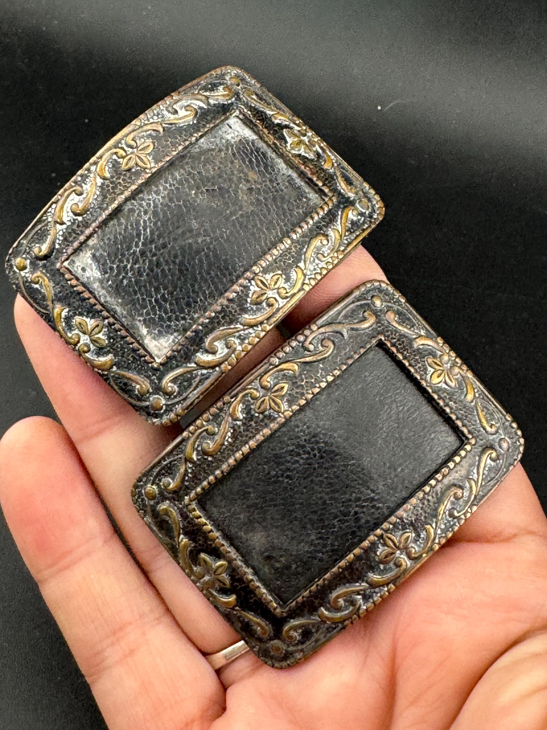 Pair Steel metal 2 x Shoe Clips Belt Buckle Georgian victorian Antique Vintage stage theatre couture dressmaking steampunk