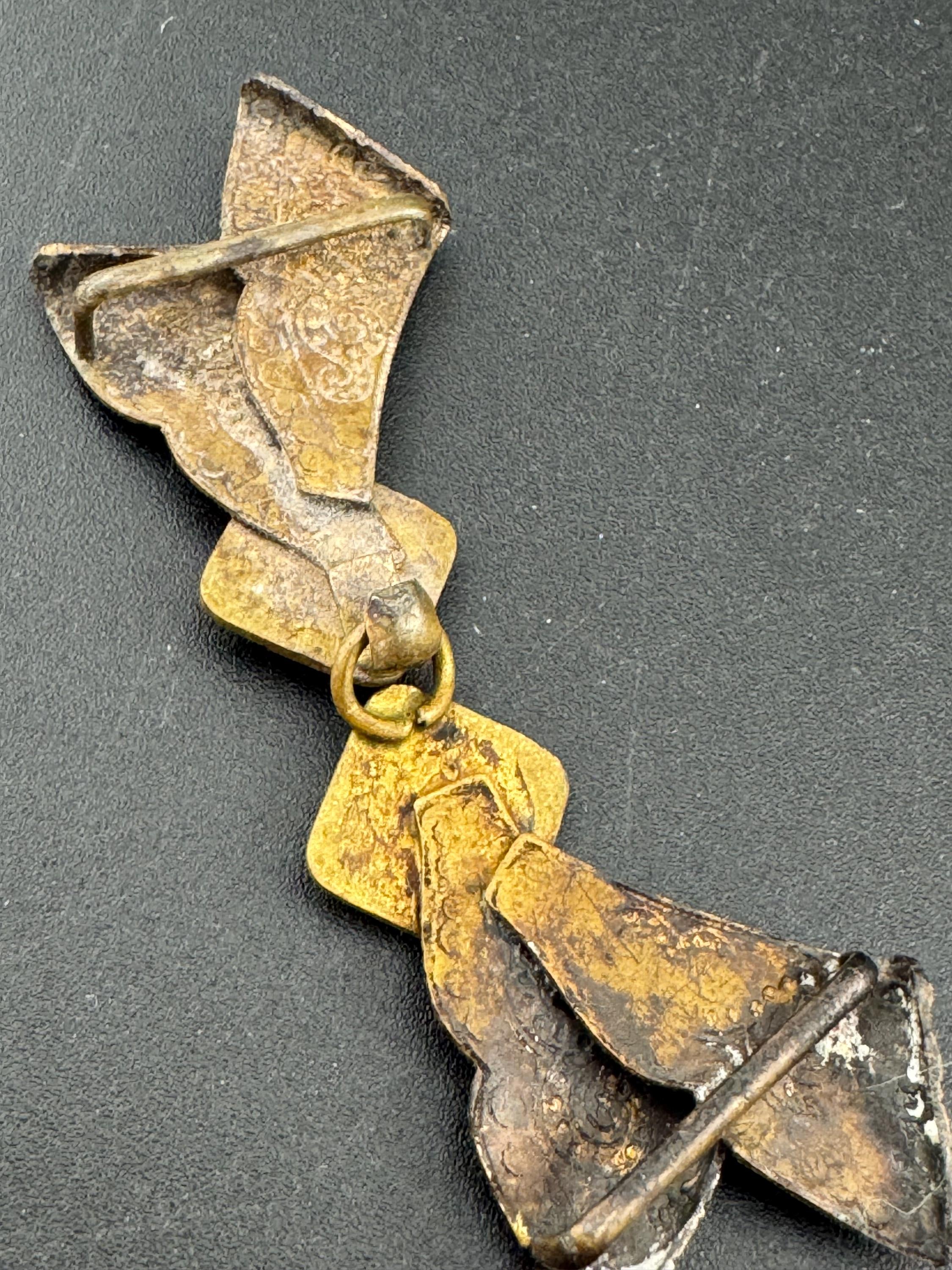 Antique Art Deco Cloisonne Enamel Belt Buckle: Yellow & Blue, 1920s