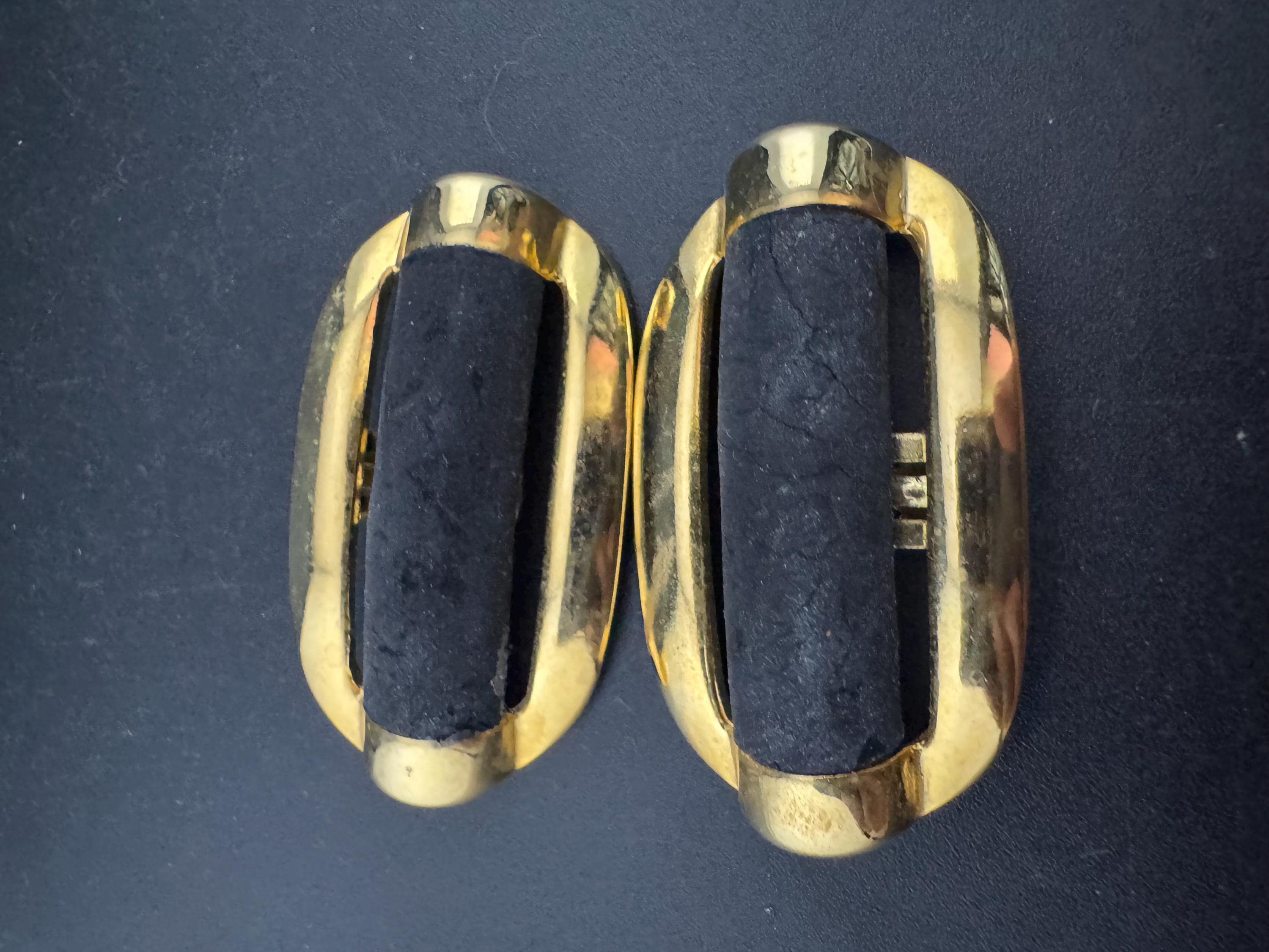 High end pair of black suede leather and gold tone metal detailing shoe clips Vintage pumps flats 1980s 1990s