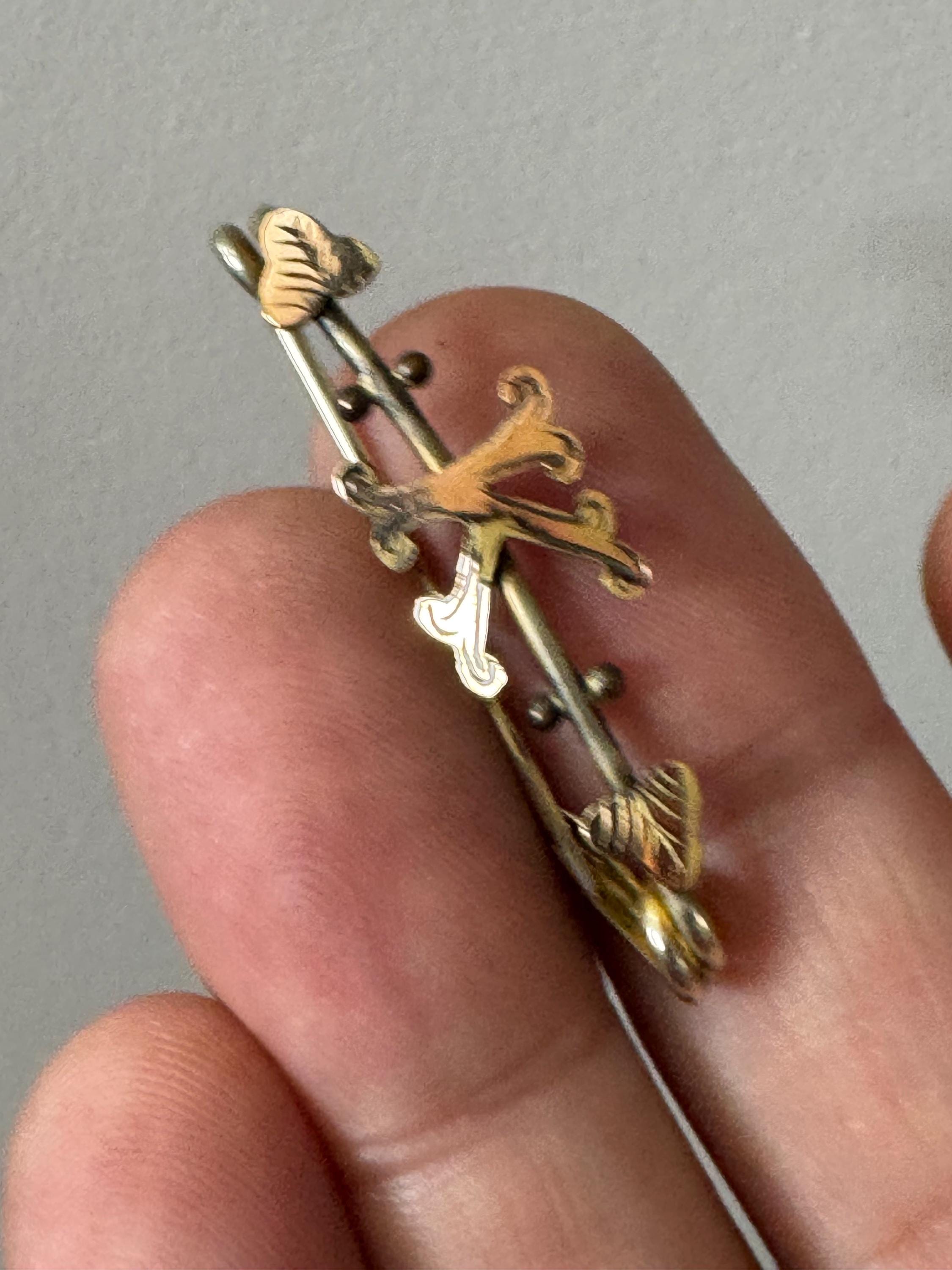 Antique gold pinchbeck Victorian monogram K brooch 1900s