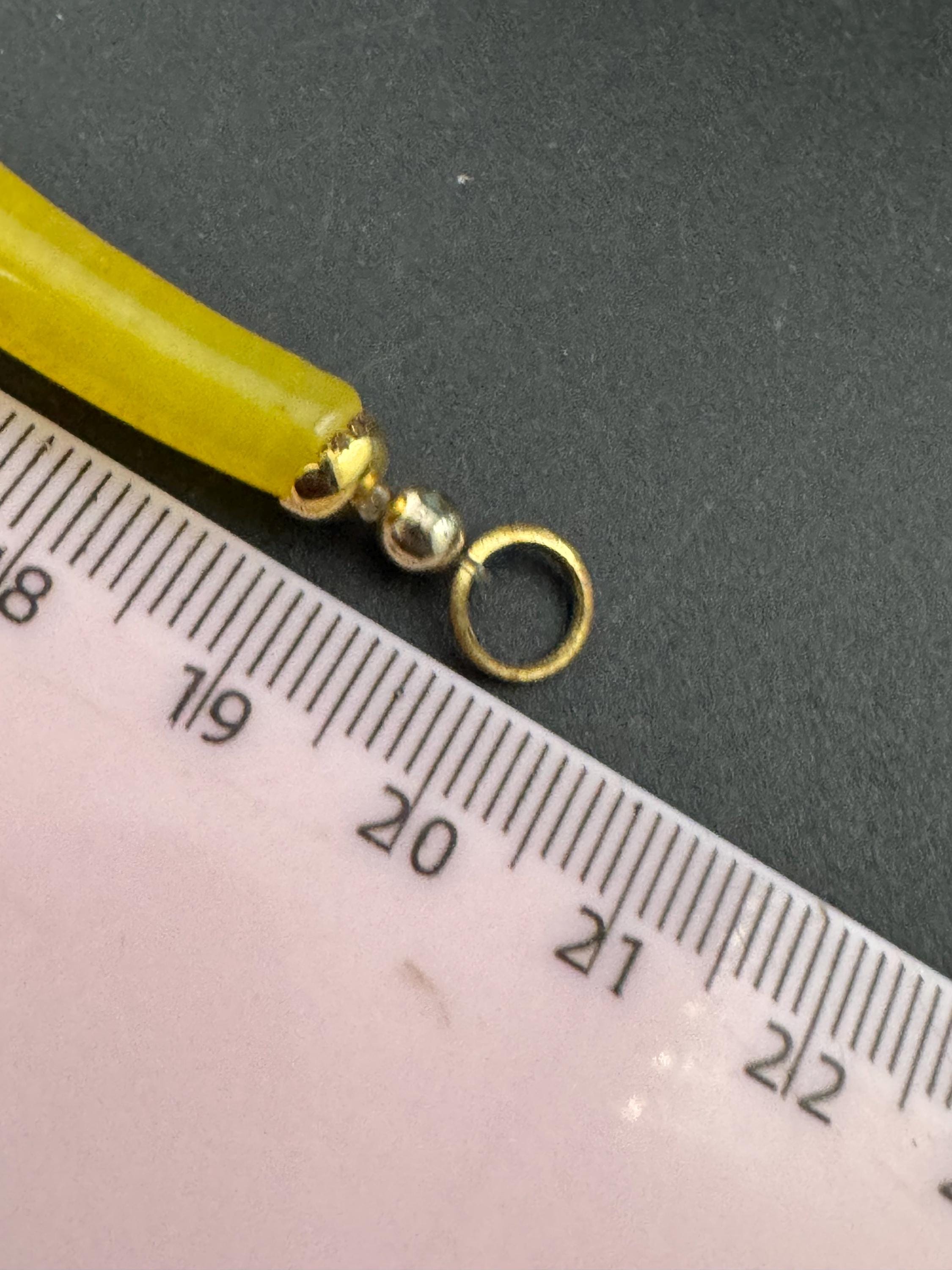 Vintage Chinese yellow glass tube beaded collar necklace with matching bracelet