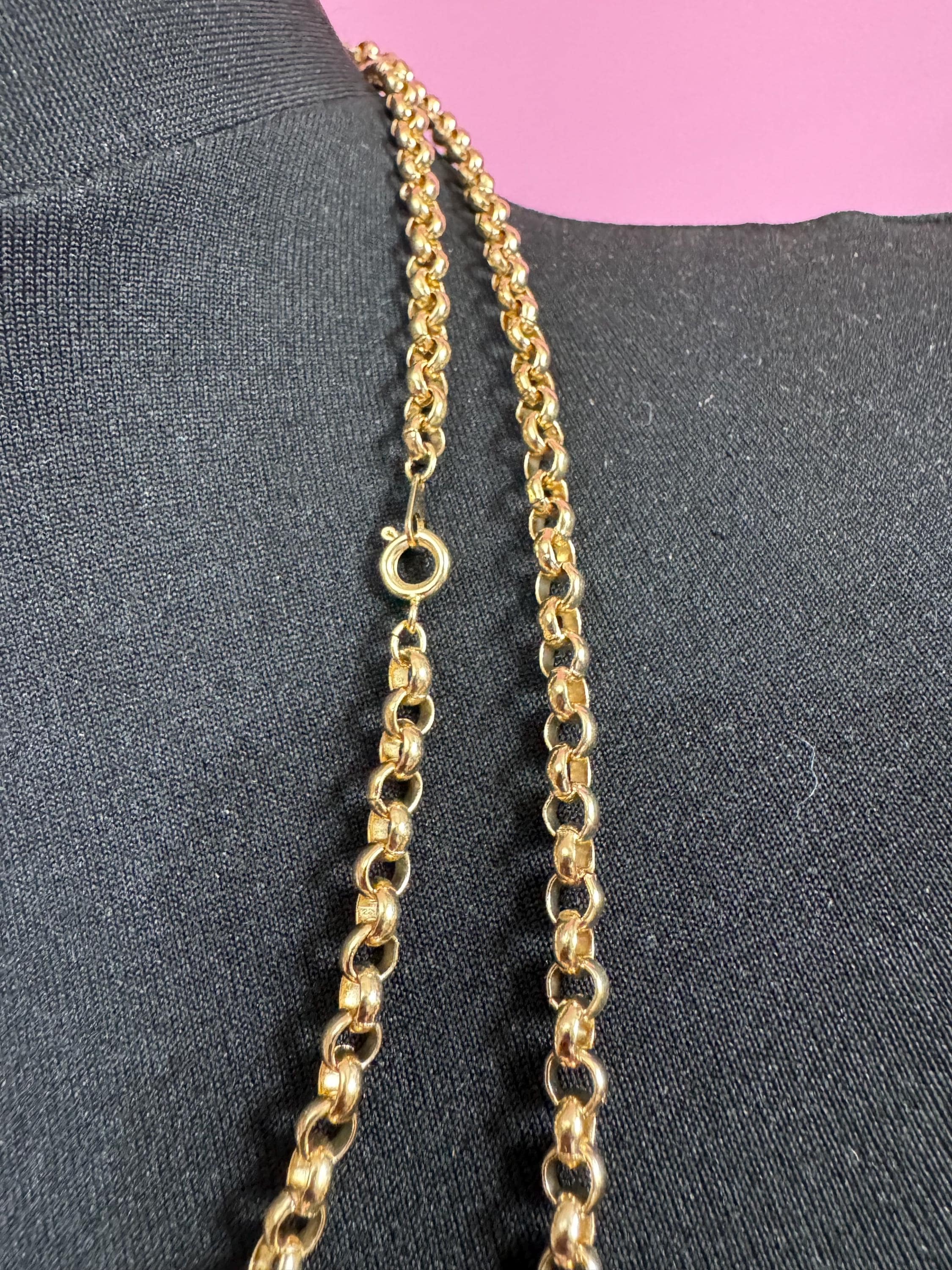 Vintage 80s Gold Plated Belcher Chain Necklace: 120cm Long