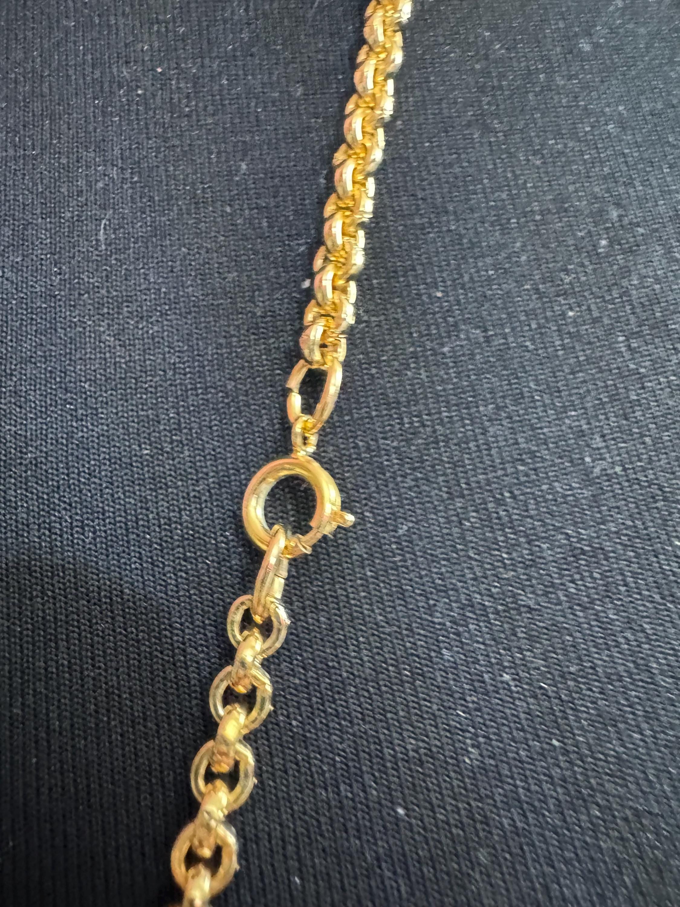 95cm long 1980s thick gold plated fancy rolo belcher link station necklace for layering