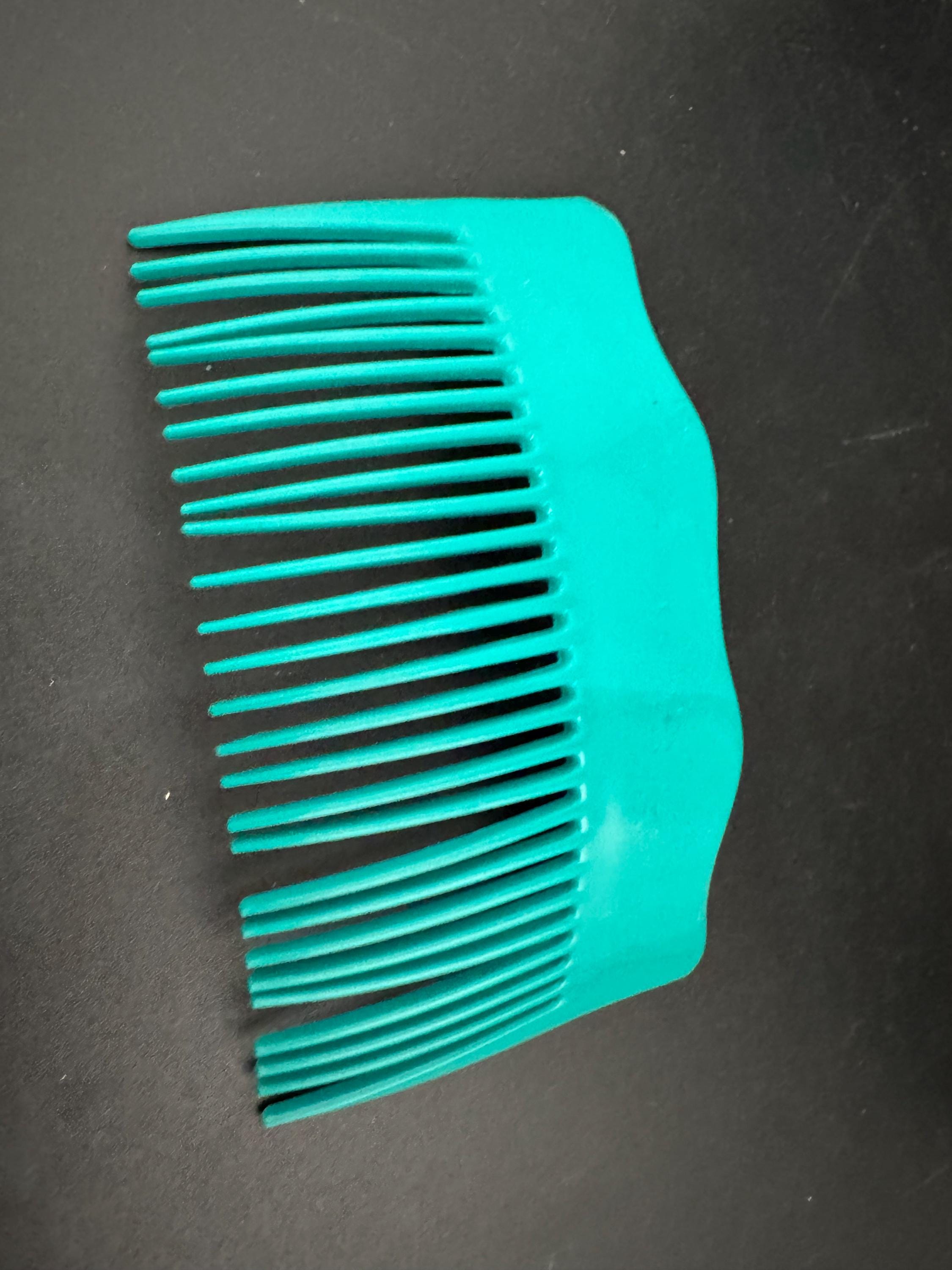 Vintage wide bright teal green plastic hair comb