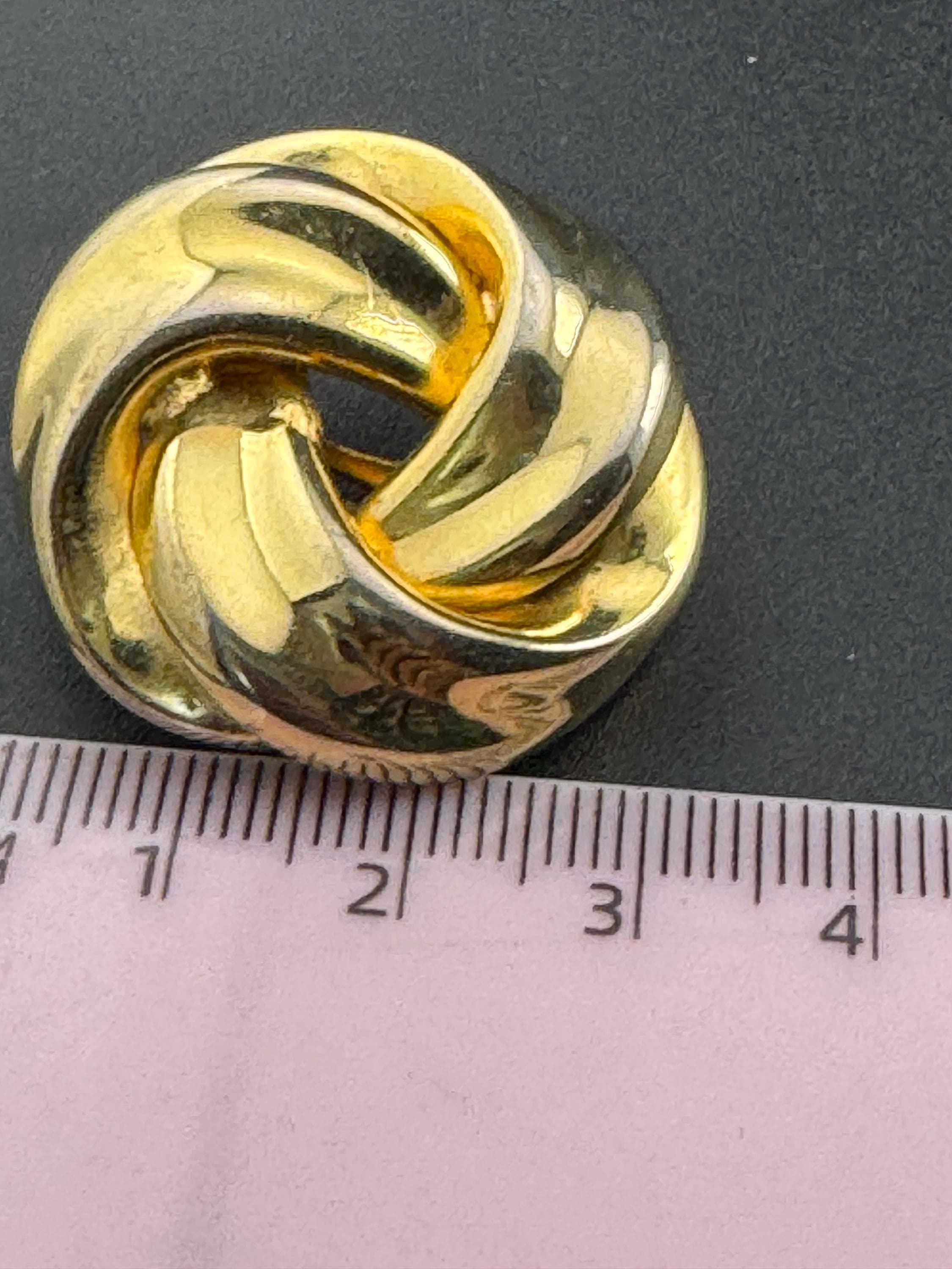 3cm abstract swirl knot clip on earrings Vintage gold tone