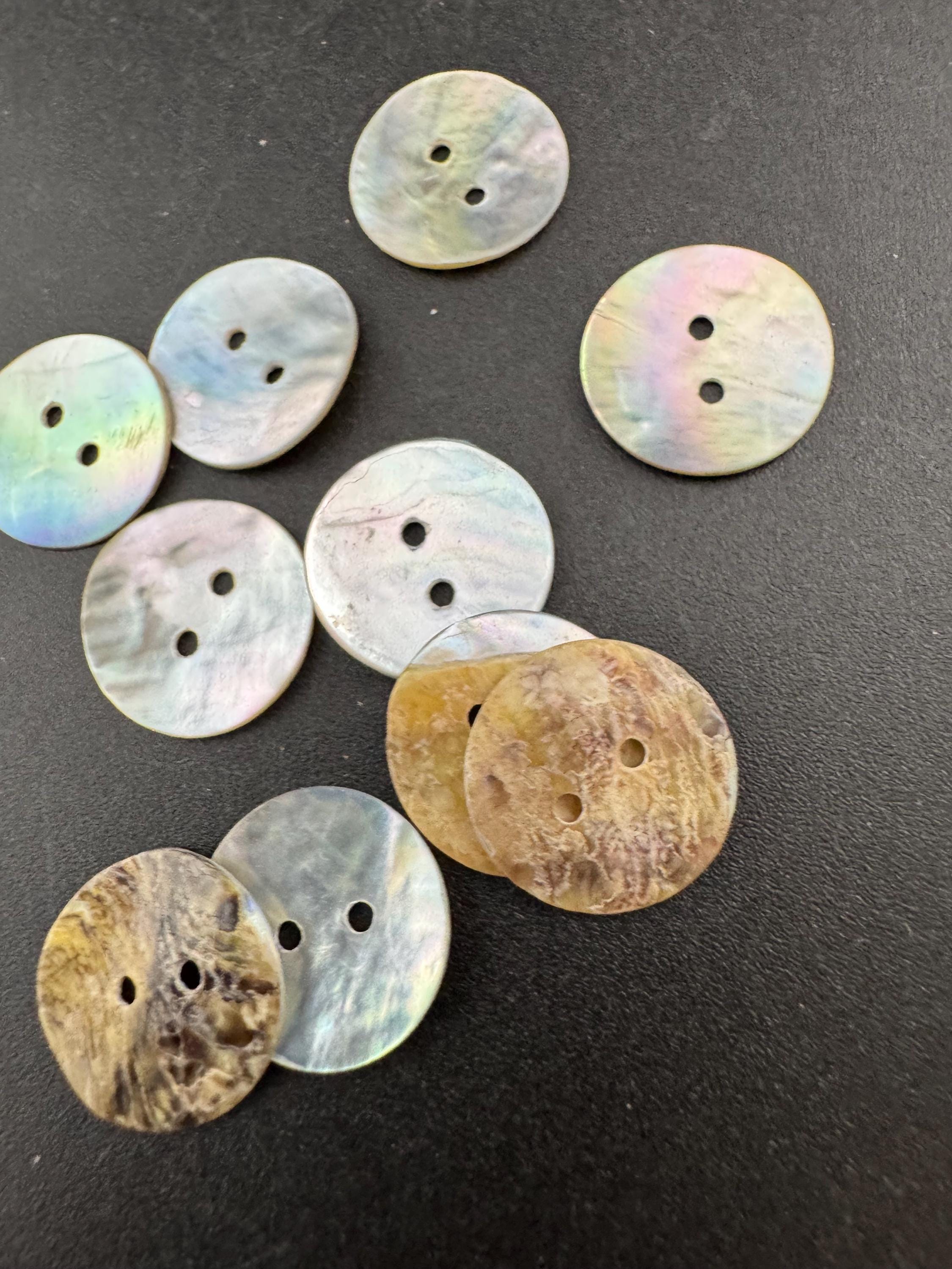 10 x 15mm small round natural MOP Mother of Pearl Buttons