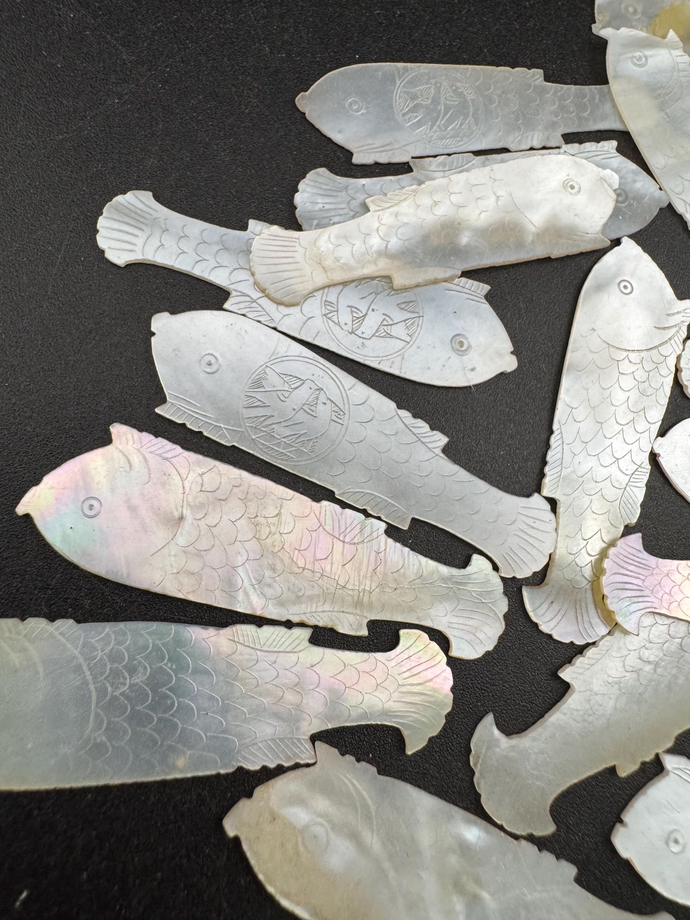 price per piece antique mother of pearl Chinese fish gaming counters circa 17-1800s ideal for jewellery upcycle project Quing dynasty