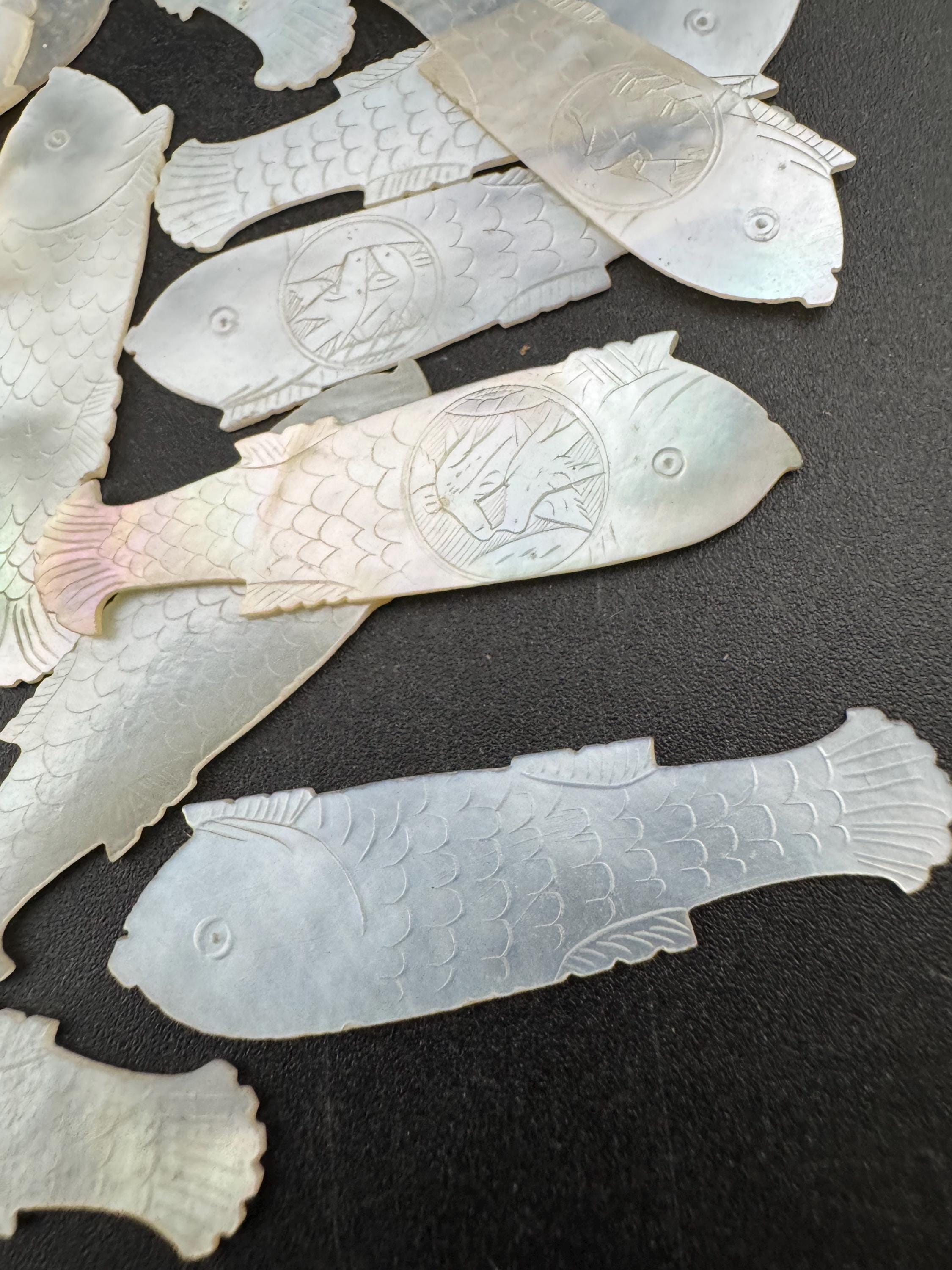 price per piece antique mother of pearl Chinese fish gaming counters circa 17-1800s ideal for jewellery upcycle project Quing dynasty