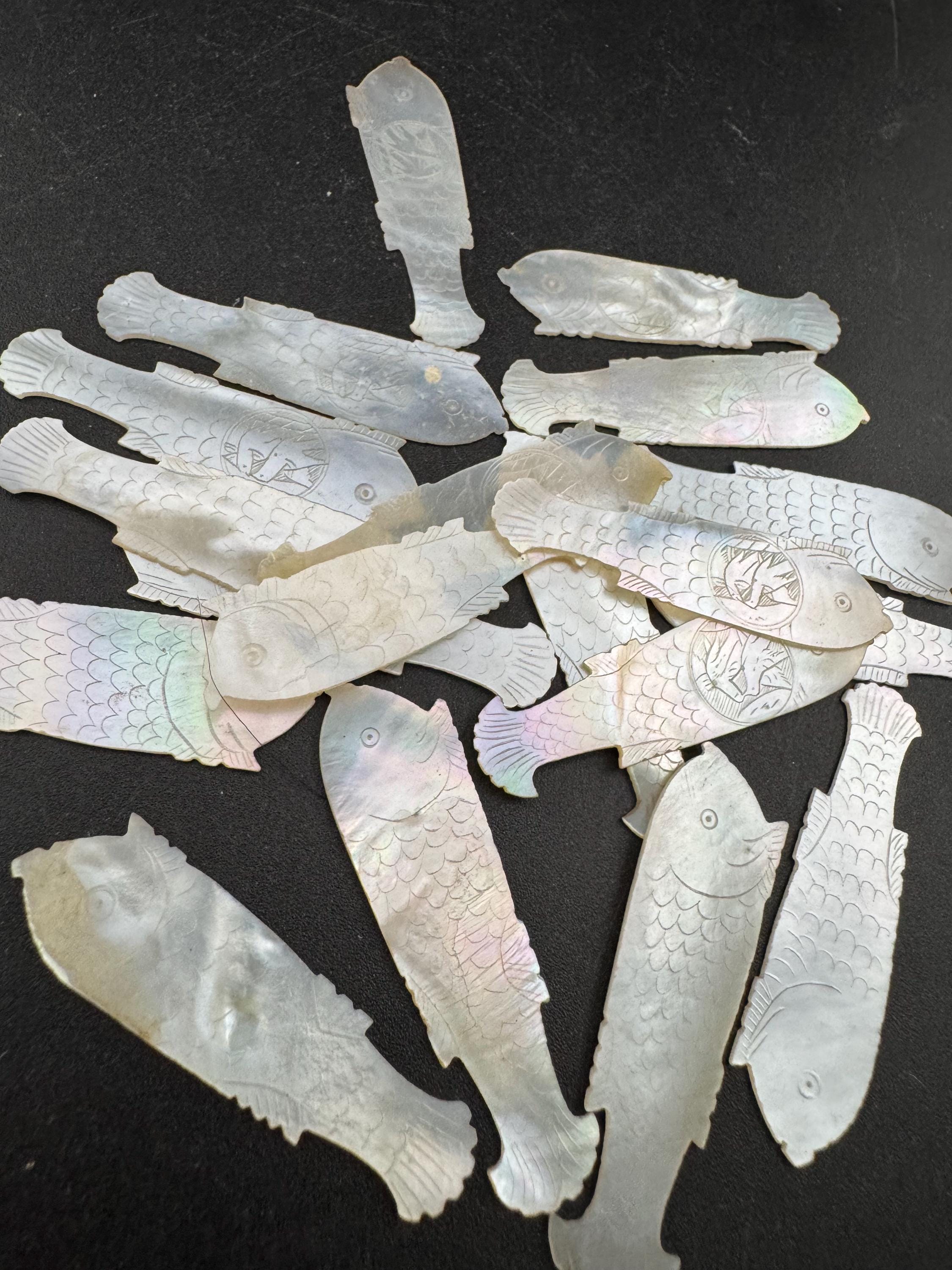 price per piece antique mother of pearl Chinese fish gaming counters circa 17-1800s ideal for jewellery upcycle project Quing dynasty