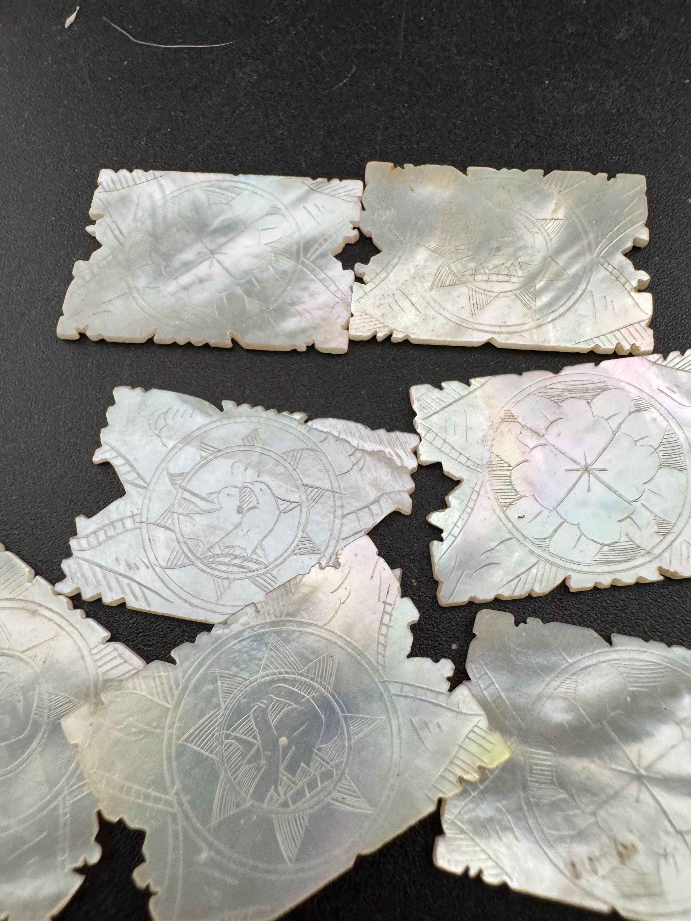 price per piece antique mother of pearl Chinese rectangular gaming counters circa 17-1800s ideal for jewellery upcycle project Quing dynasty