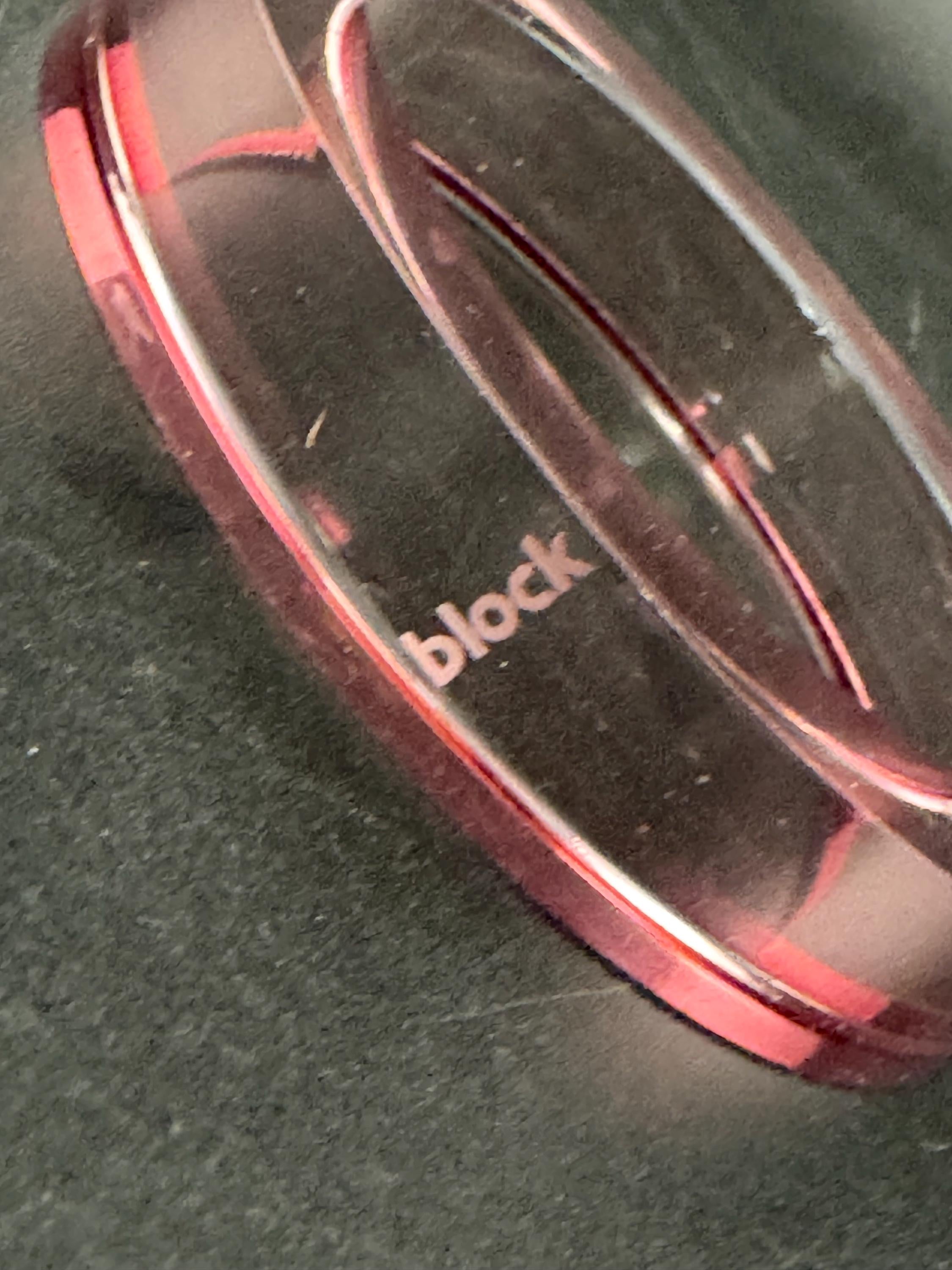 Cornish designer signed BLOCK studio 16mm wide pink acrylic bangle