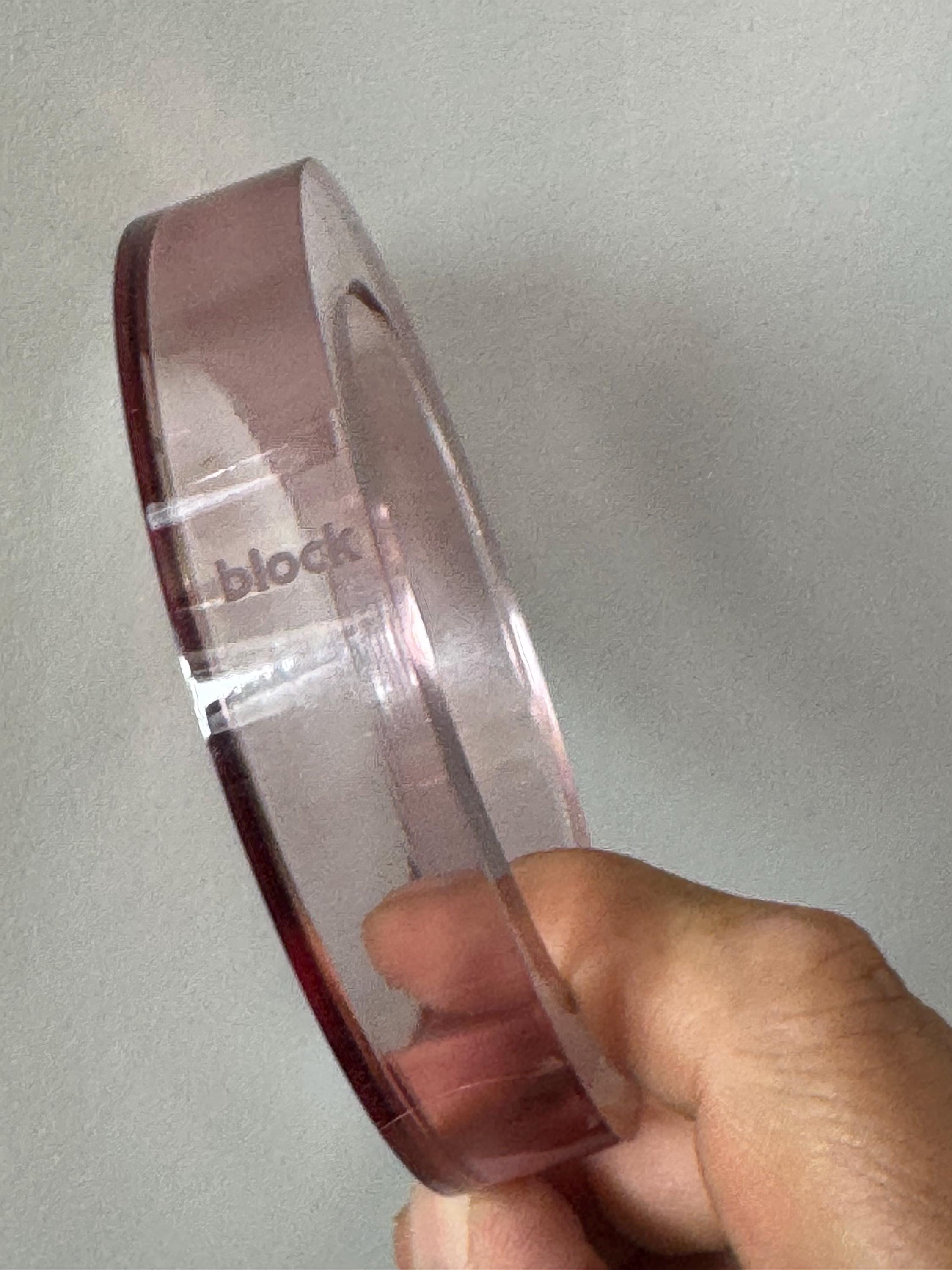 Cornish designer signed BLOCK studio 16mm wide pink acrylic bangle