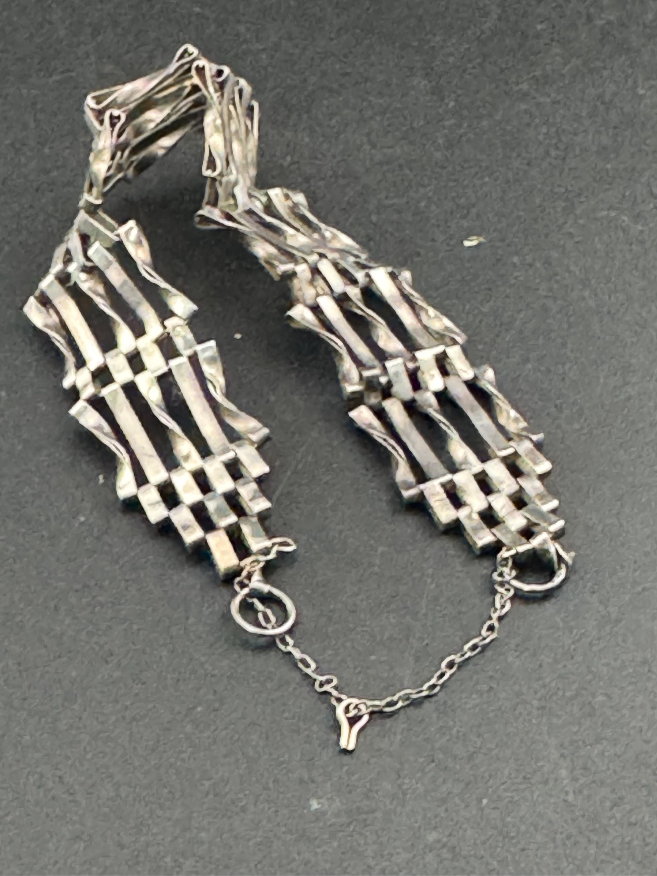 AF Vintage 925 sterling silver 5 bar gate bracelet 17cm 9.1grams needs new padlock