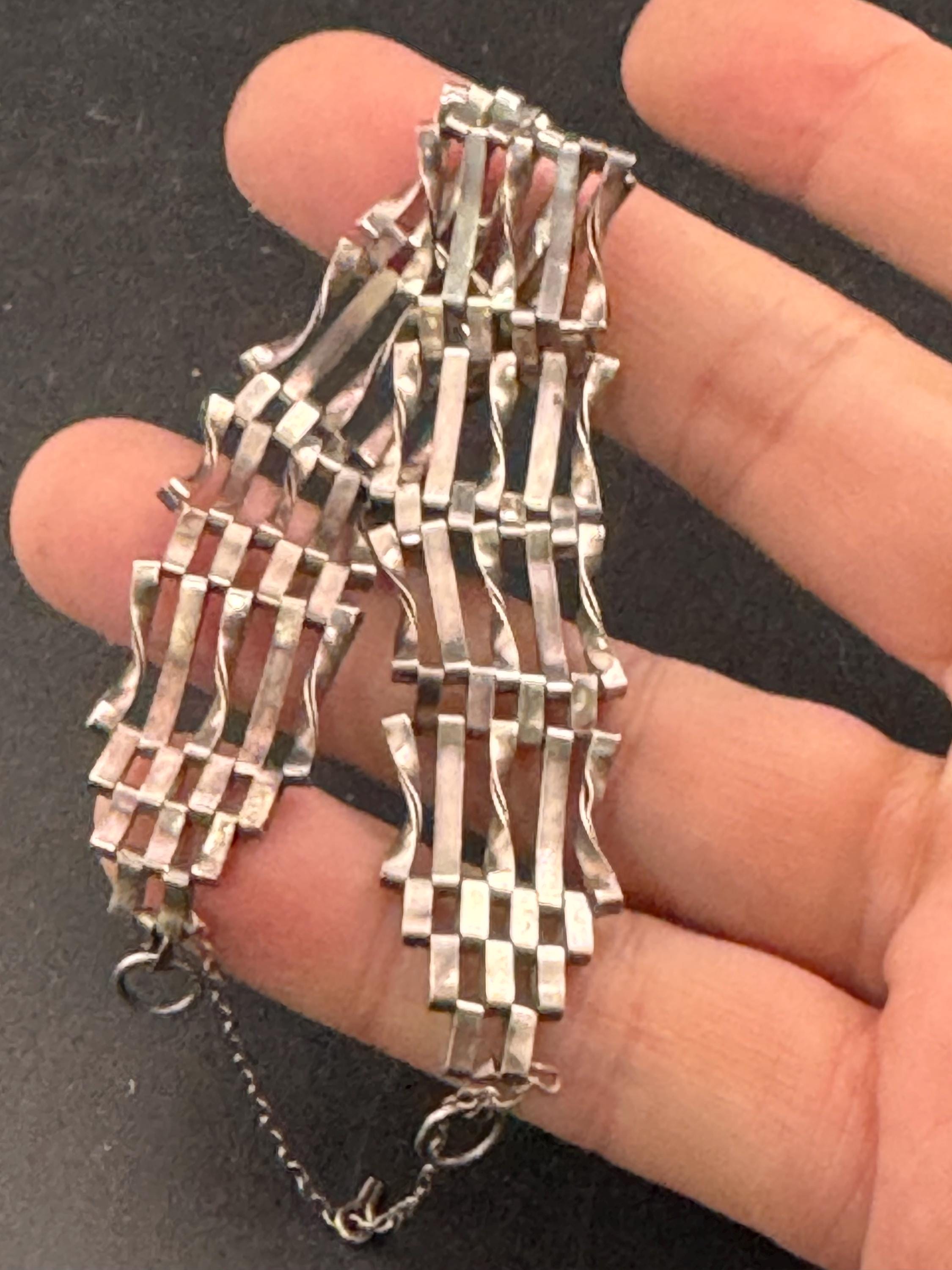 AF Vintage 925 sterling silver 5 bar gate bracelet 17cm 9.1grams needs new padlock
