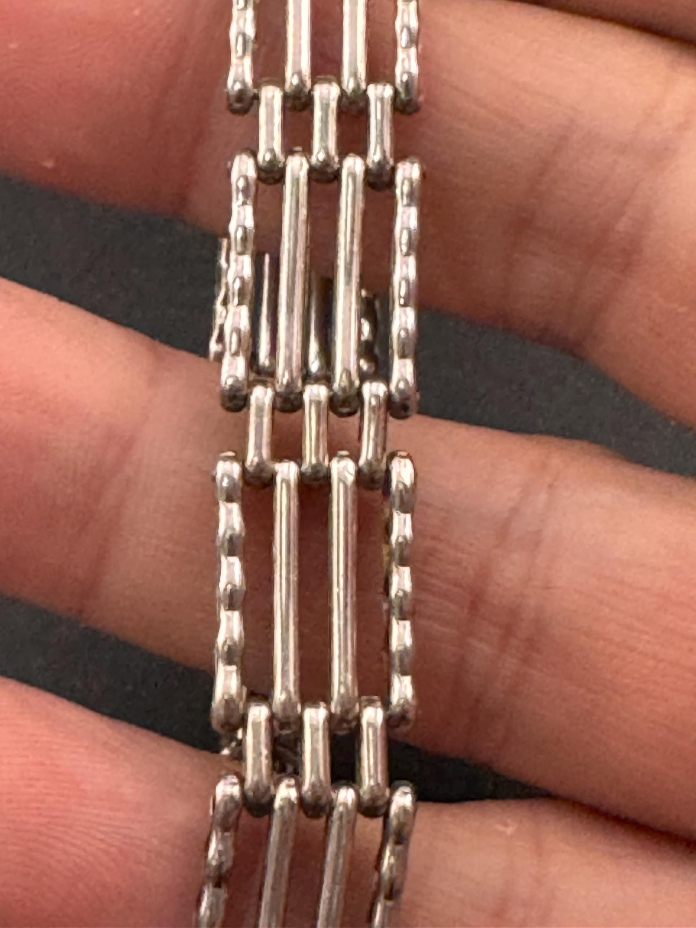 Vintage London hallmarked ASJ 925 sterling silver 4 bar gate bracelet 17.5cm 13.6grams