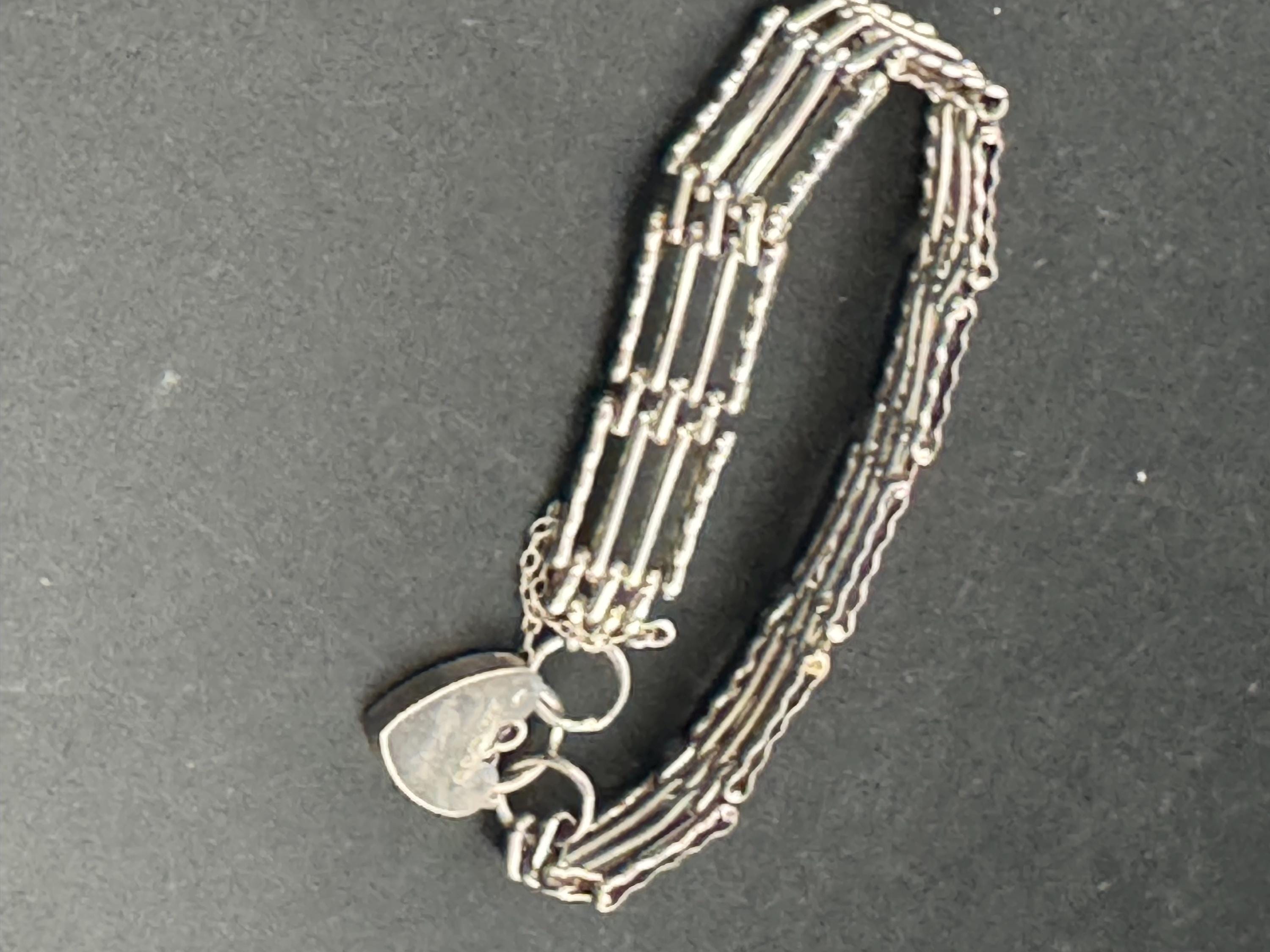 Vintage London hallmarked ASJ 925 sterling silver 4 bar gate bracelet 17.5cm 13.6grams