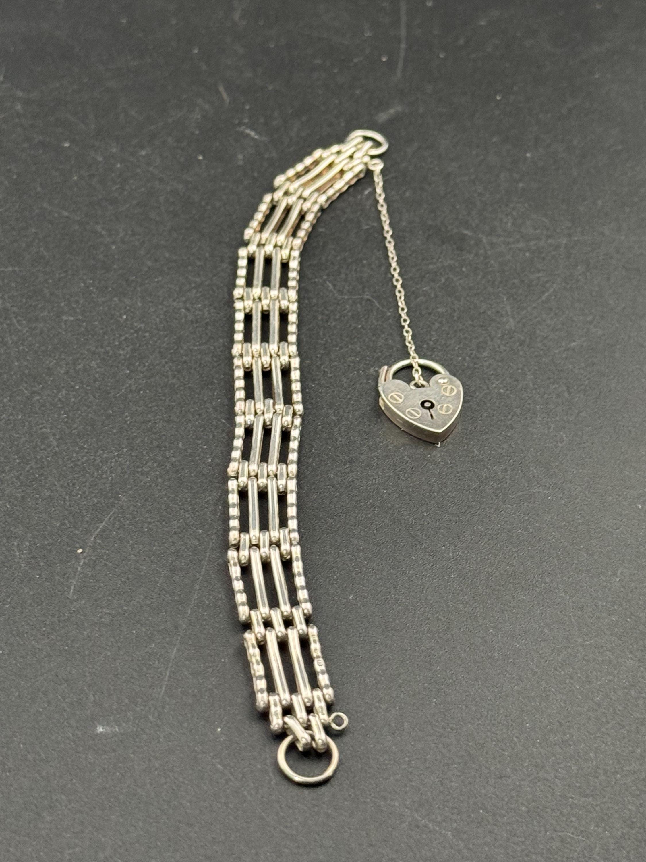 Vintage London hallmarked ASJ 925 sterling silver 4 bar gate bracelet 17.5cm 13.6grams