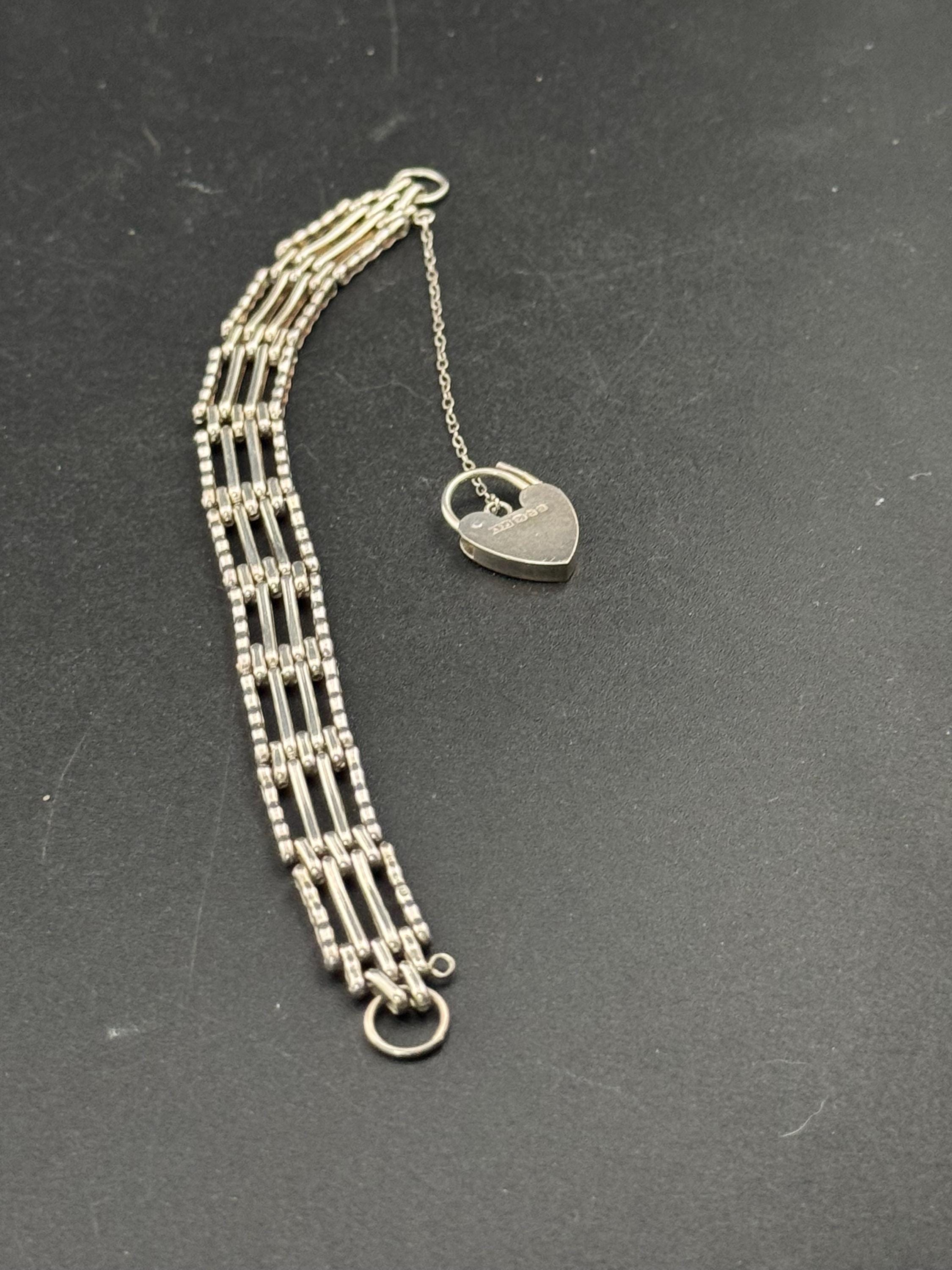 Vintage London hallmarked ASJ 925 sterling silver 4 bar gate bracelet 17.5cm 13.6grams