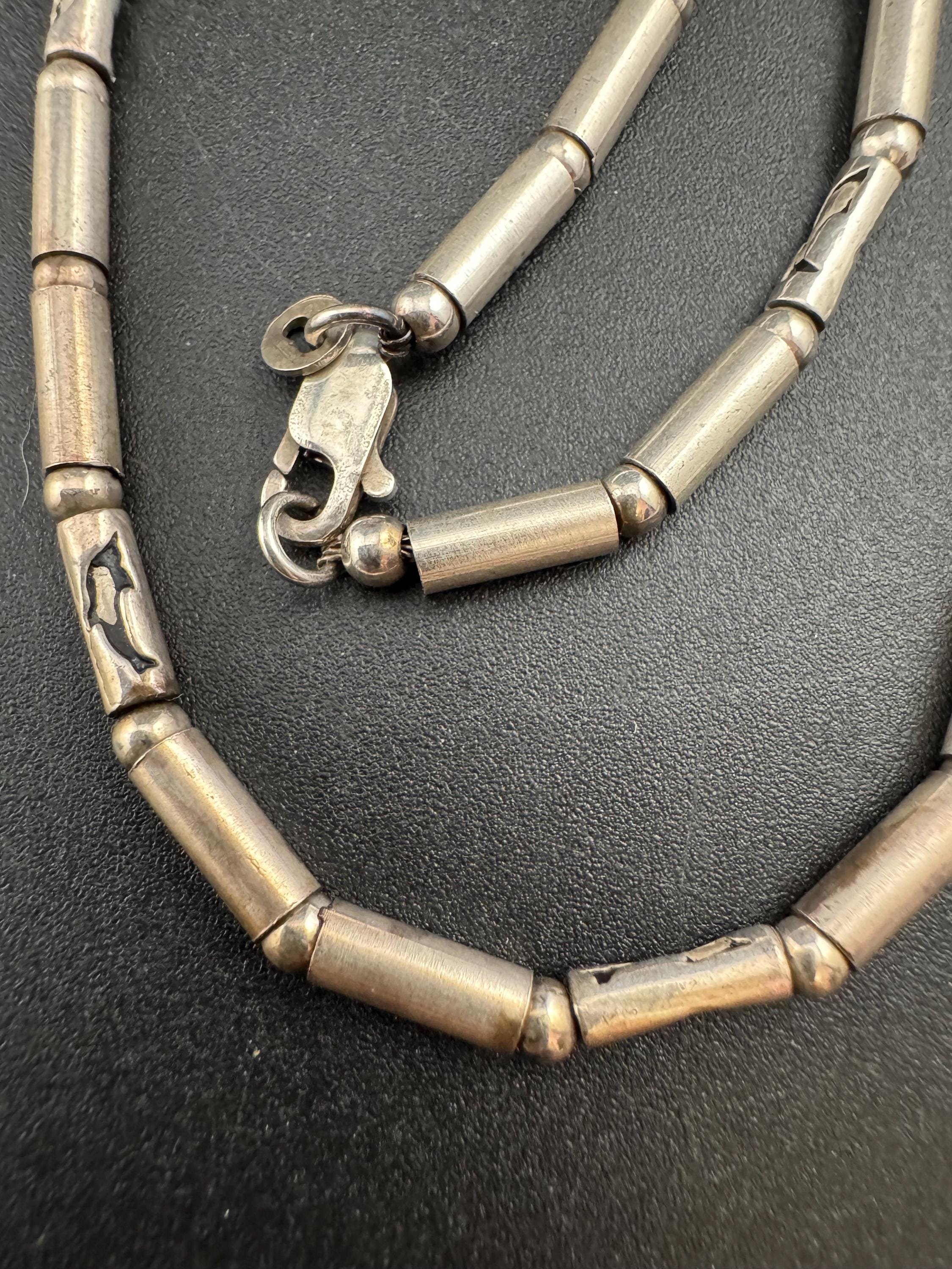 925 Sterling silver dolphin tube beaded chain necklace 19.6 gm 45cm, nautical jewellery