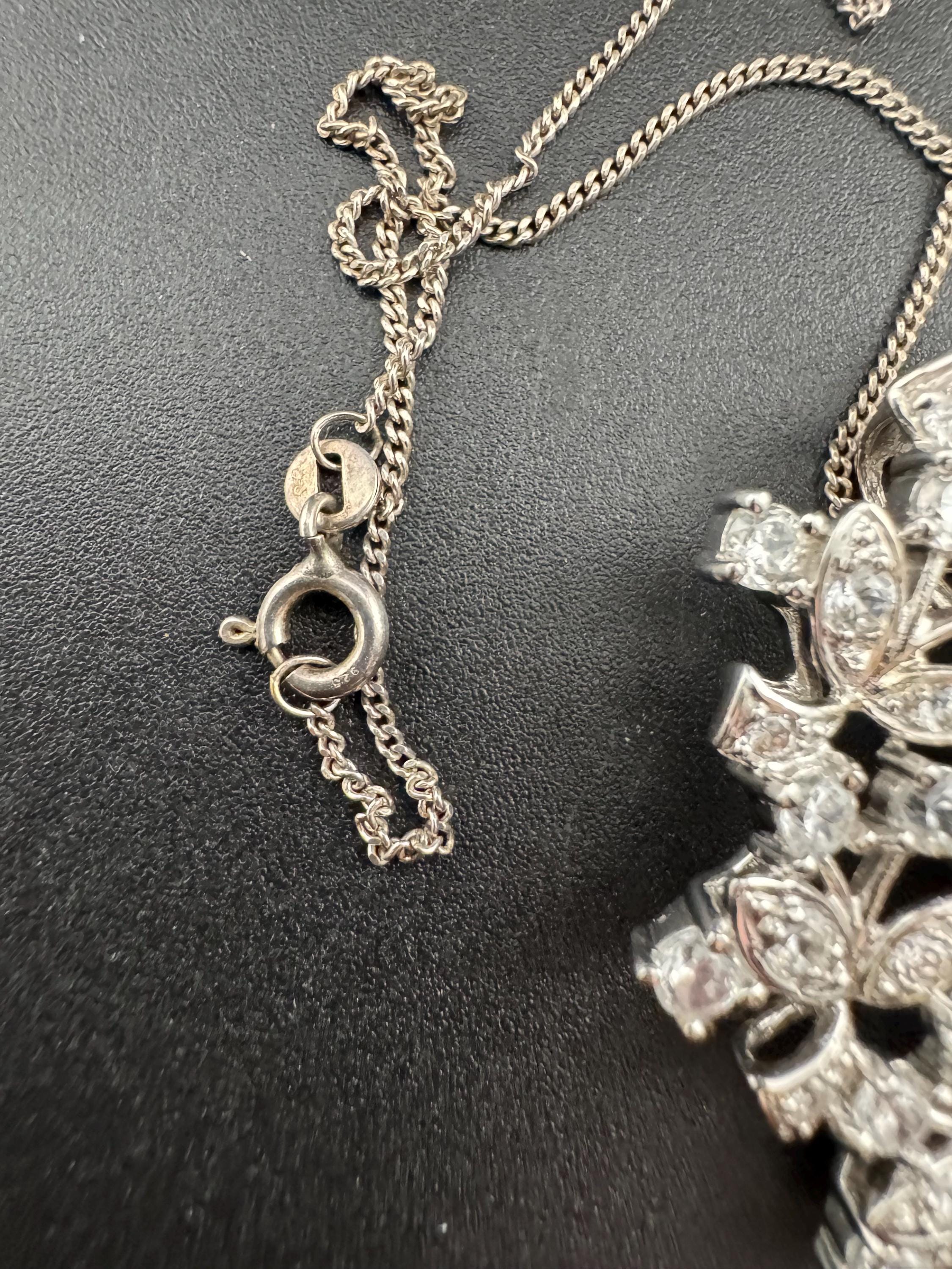 QVC DQ Cz 925 sterling silver clear diamanté cubic zirconia pendant on a 42cm chain