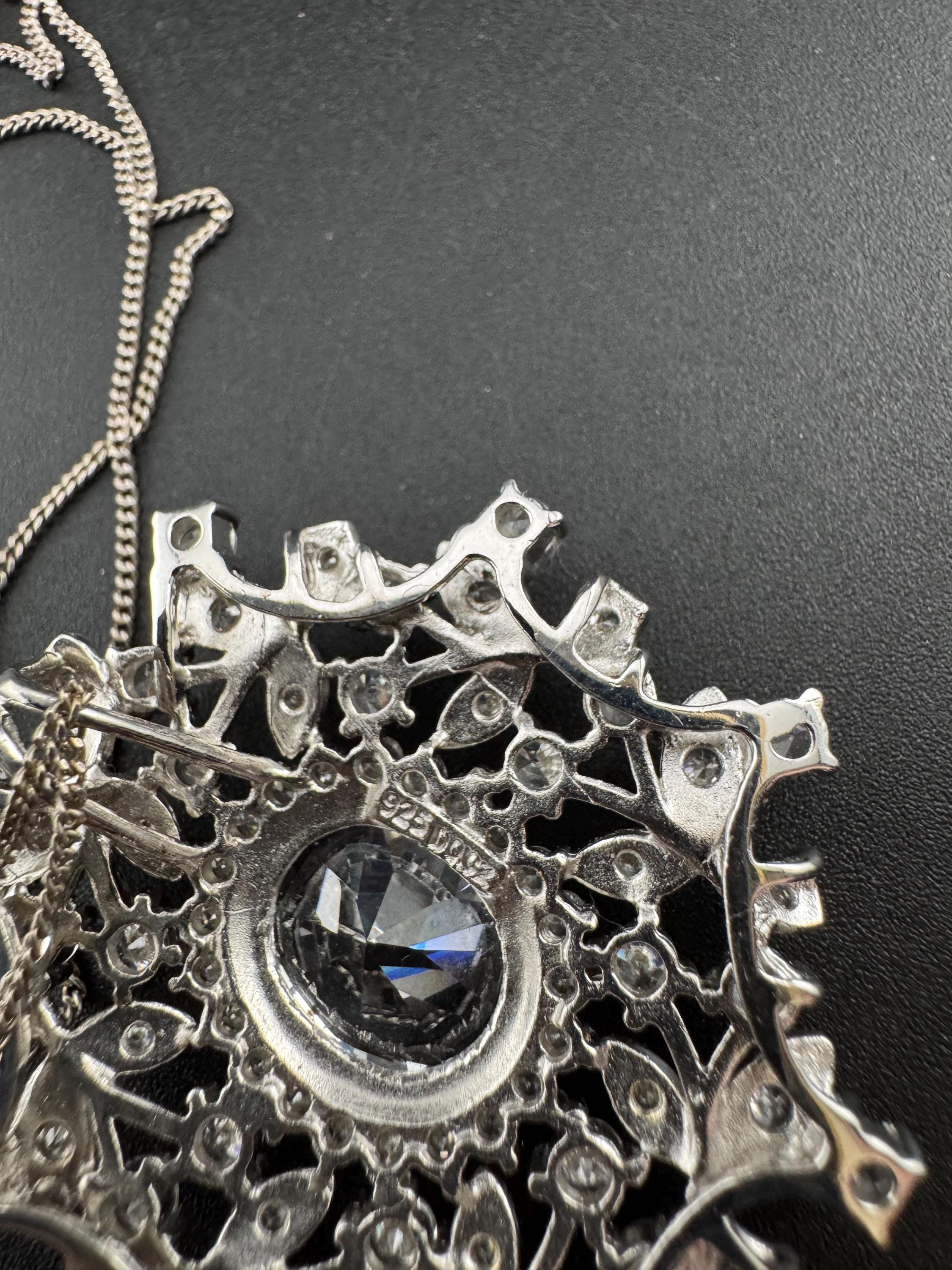 QVC DQ Cz 925 sterling silver clear diamanté cubic zirconia pendant on a 42cm chain