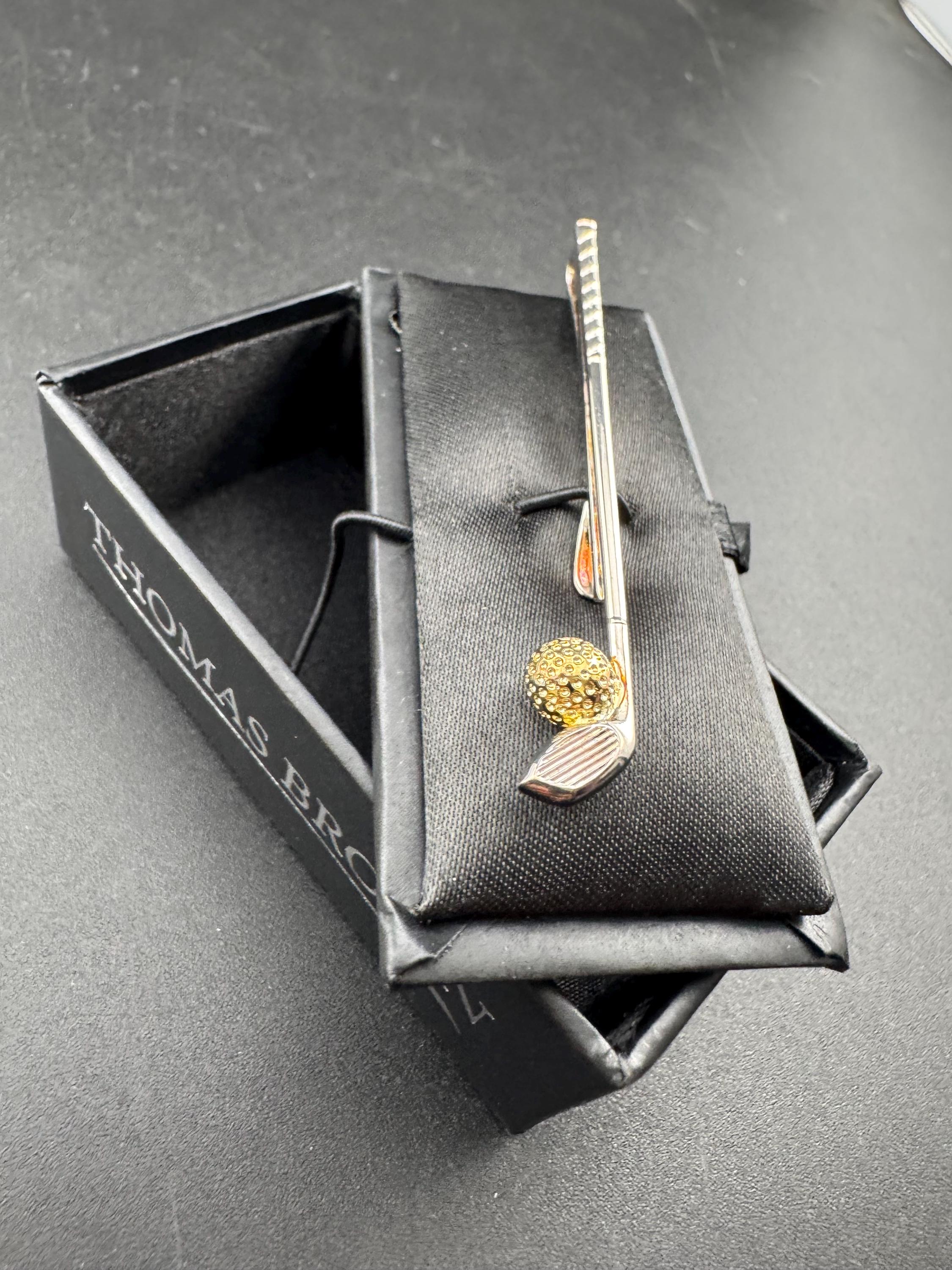 Golf Tie Clip, Gift for golfer Retro Gold & Silver Tone boxed