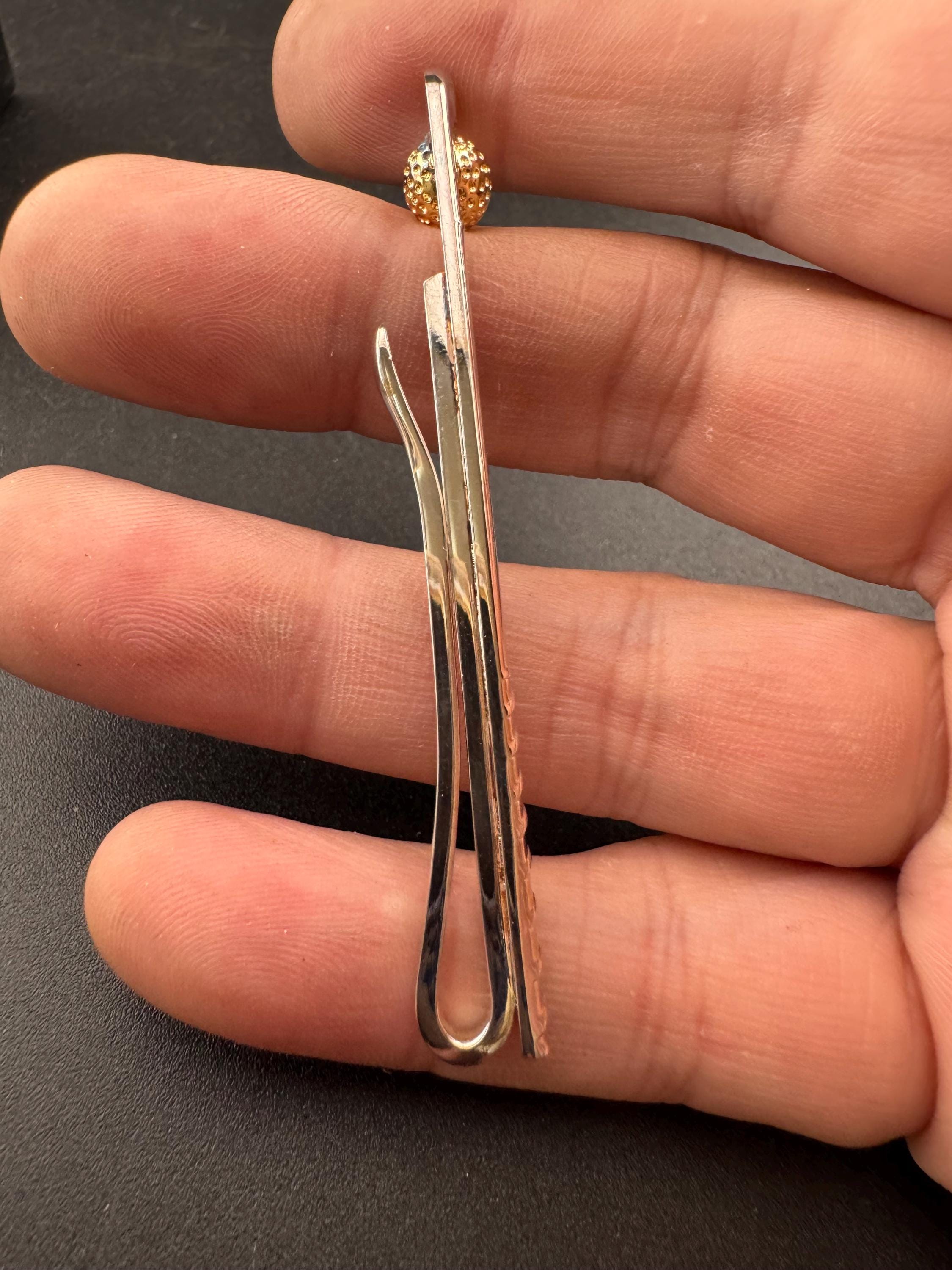 Retro Gold & Silver Tone Golf Tie Clip: Golfer Gift