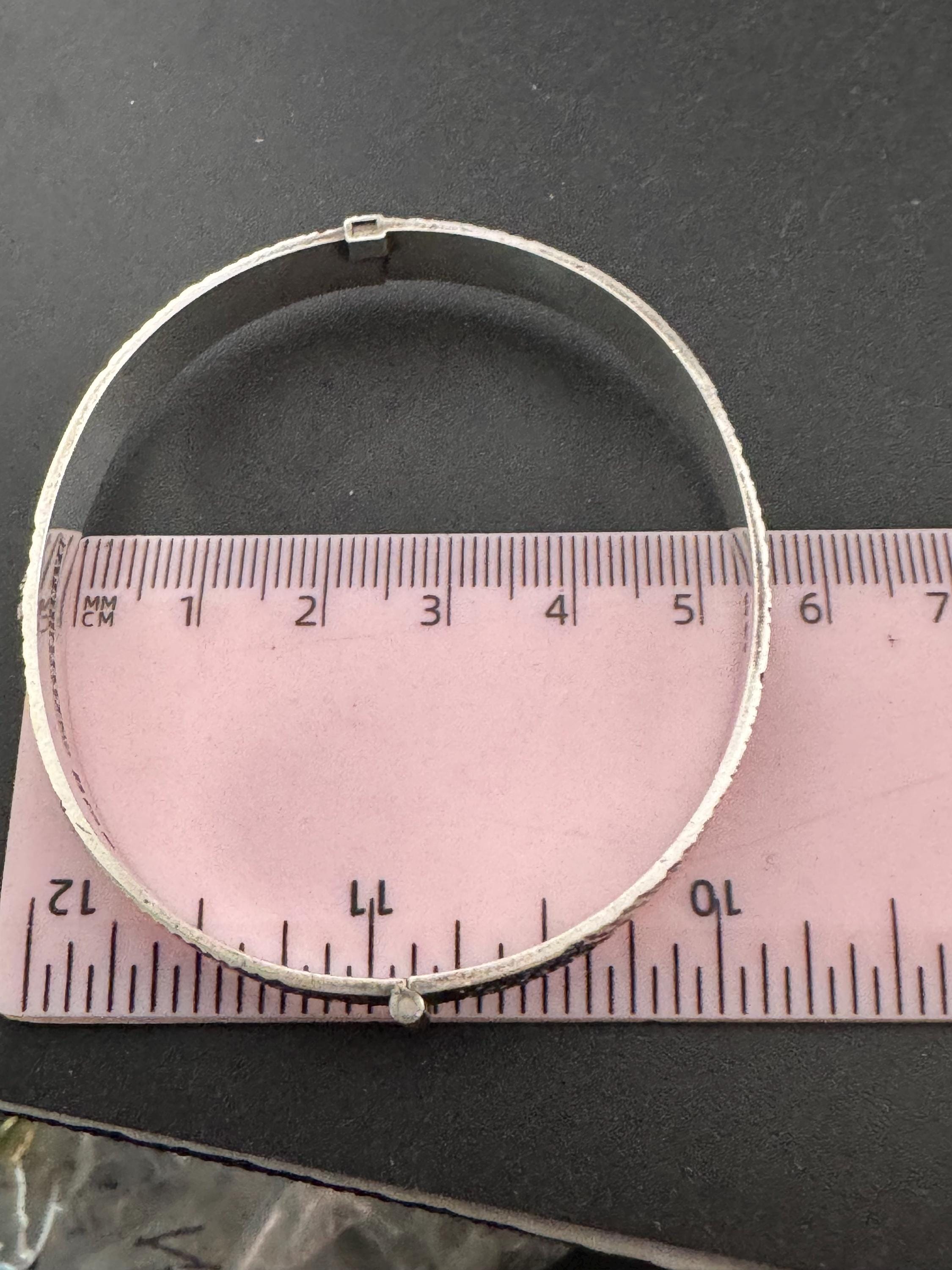 Retro 1970s 925 sterling silver textured modernist BARK hinged bangle bracelet vintage 16.8gm 1978