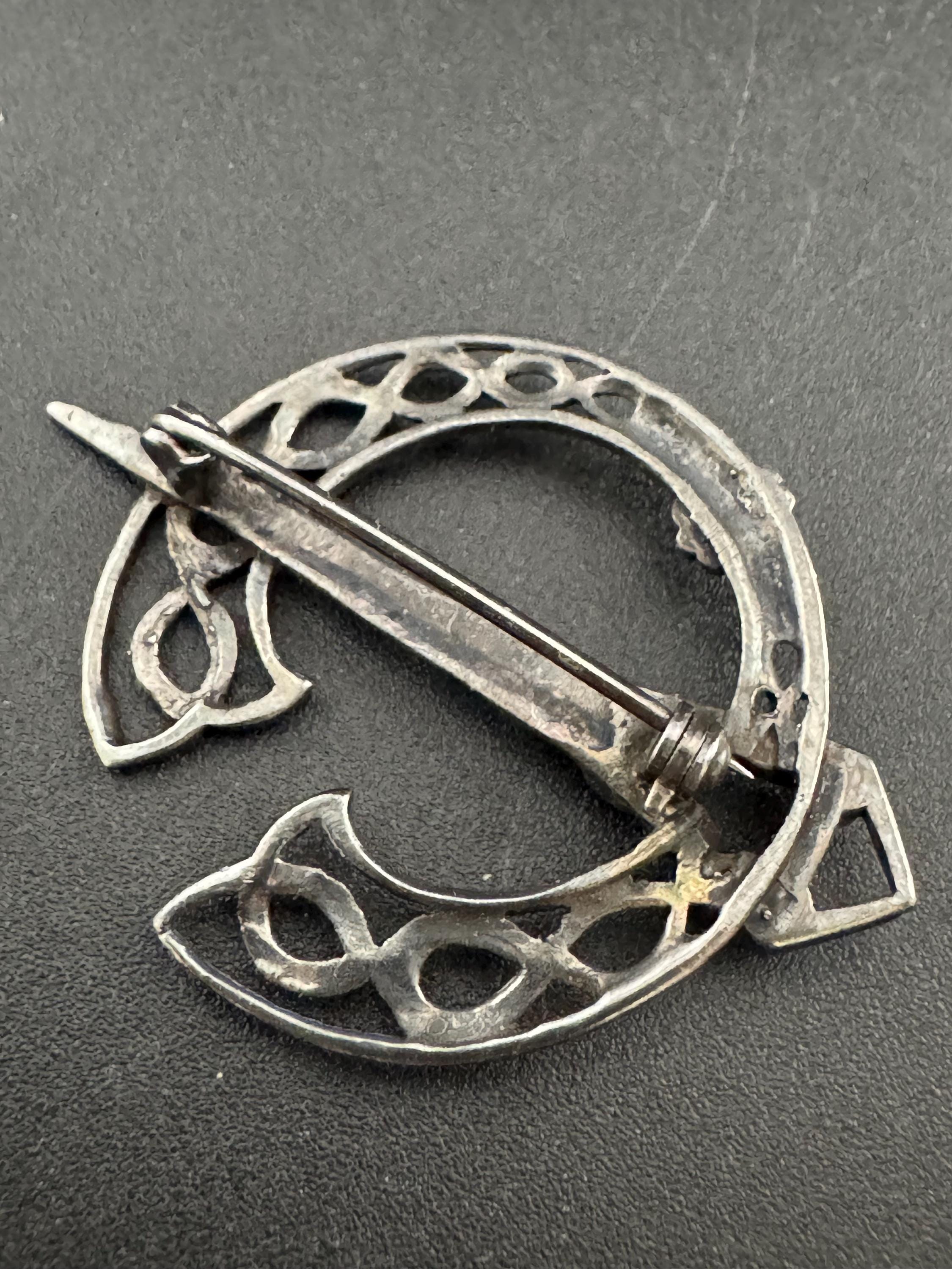Sterling Silver Celtic Brooch: Art Nouveau Sword with Onyx