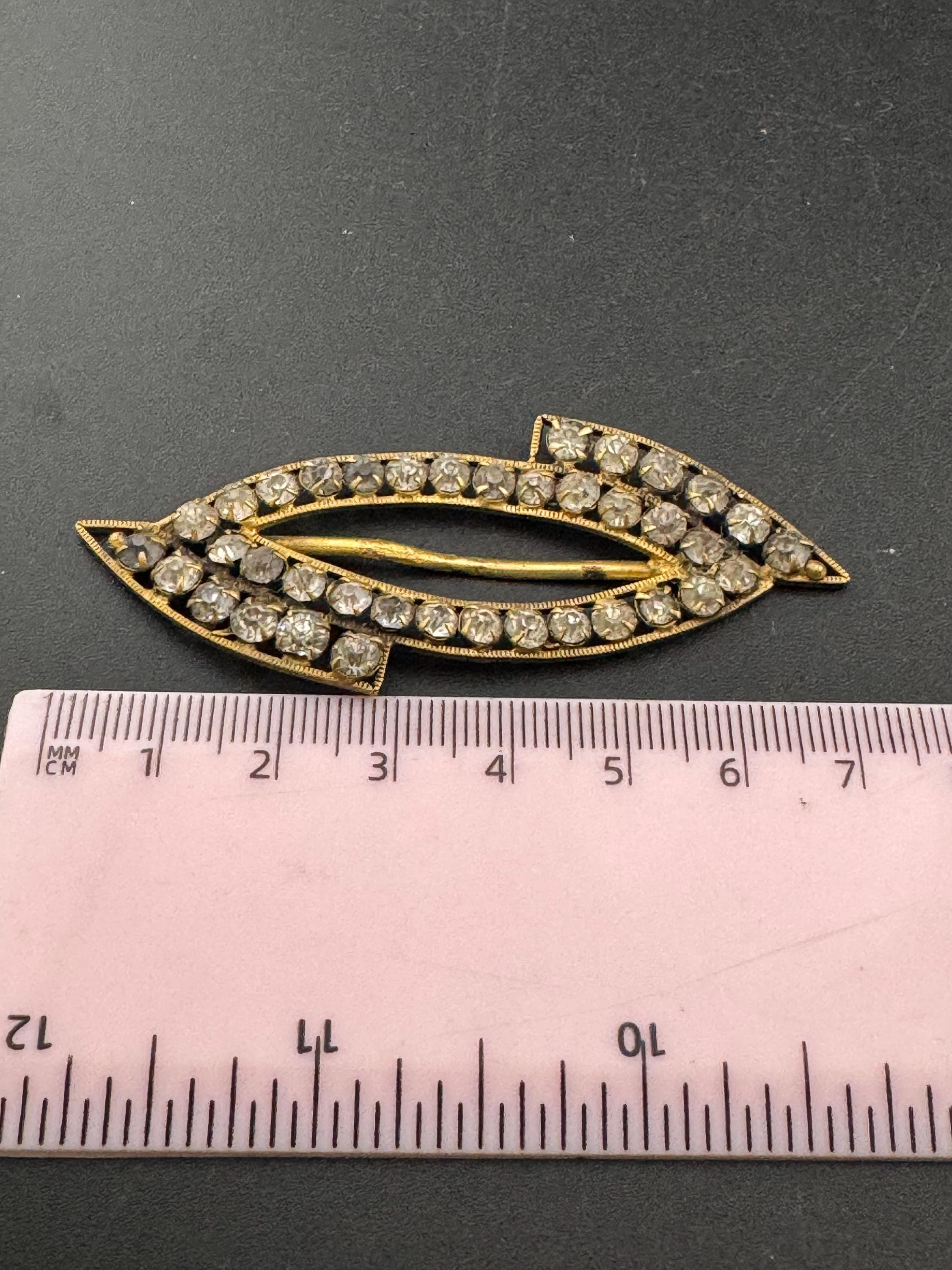 Vintage Czech Diamante Belt Buckle: Gold Tone Rhinestone Sash Adornment