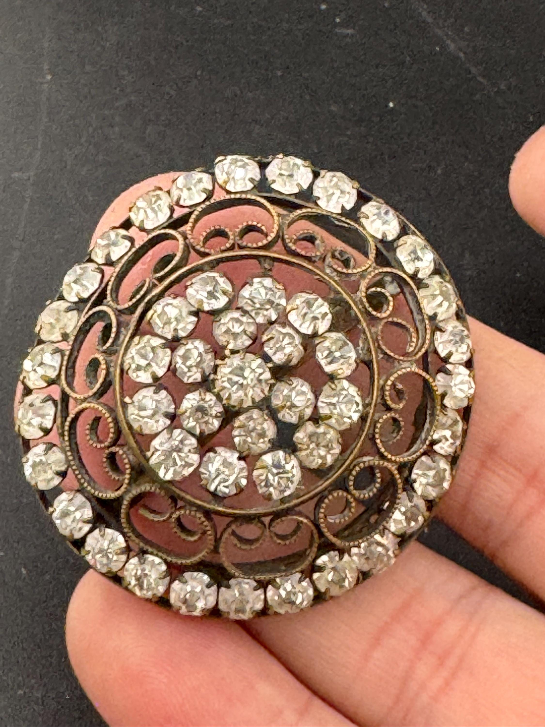 Vintage Czech Diamante Belt Buckle: Clear Glass Rhinestone Wedding Sash