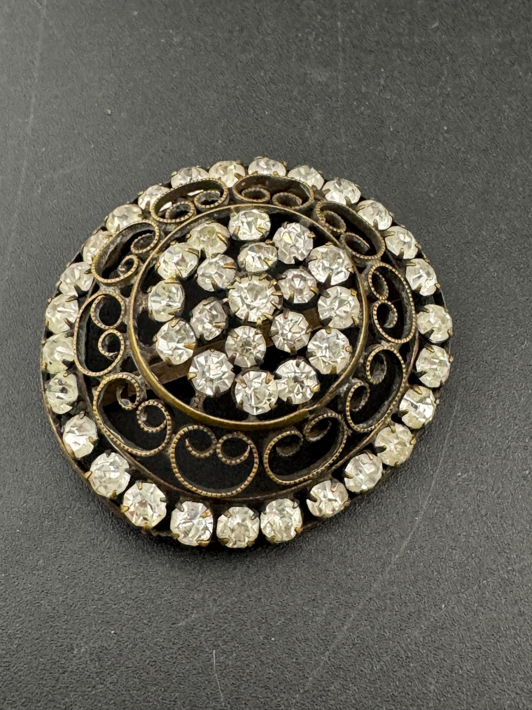 Vintage Czech Diamante Belt Buckle: Clear Glass Rhinestone Wedding Sash