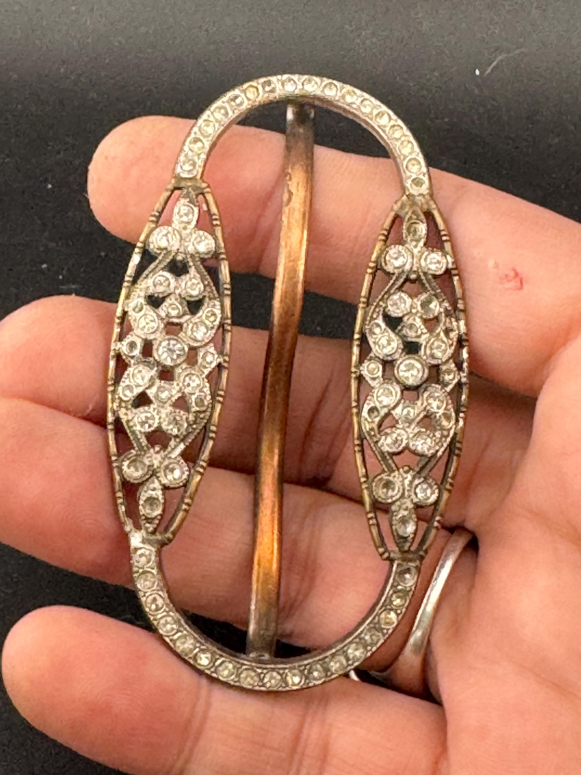 Vintage Czech Gold Tone Diamante Belt Buckle: Rhinestone Wedding Adornment