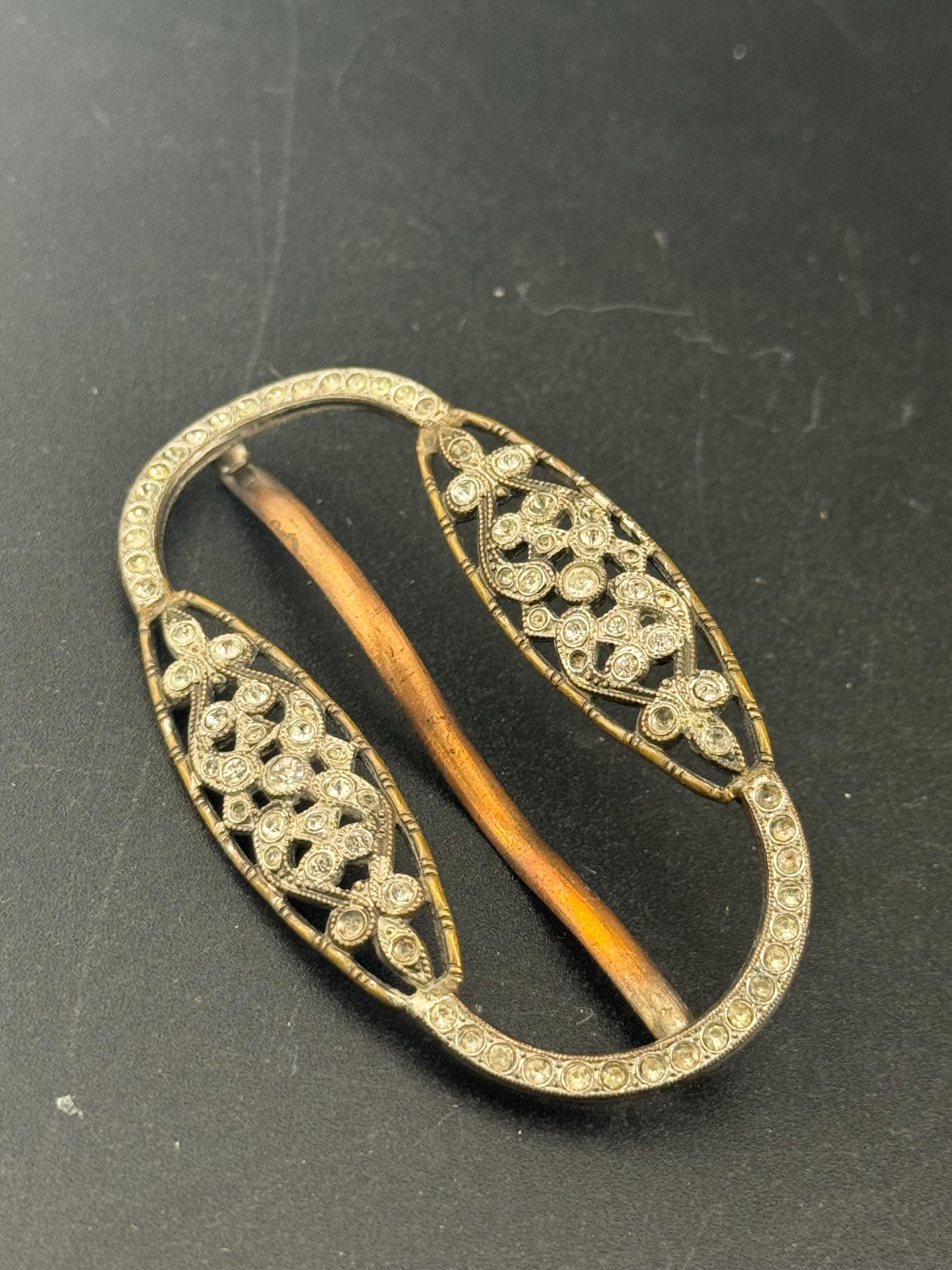 Vintage Czech Gold Tone Diamante Belt Buckle: Rhinestone Wedding Adornment