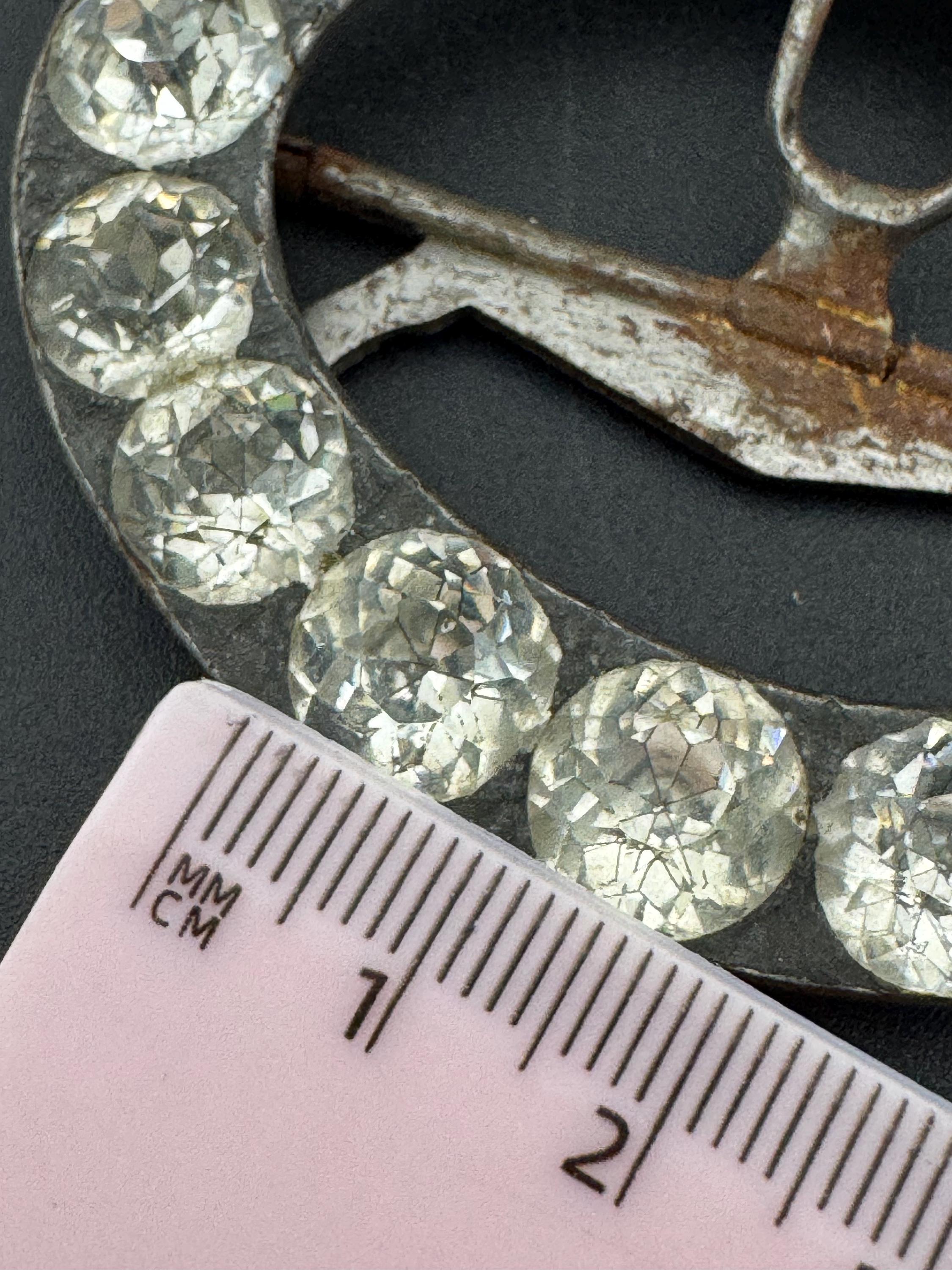 Antique Georgian 1800s 1700s Claw Set Clear Glass Diamante Belt Buckle paste rhinestone Bridal Wedding Sash Adornment Fitting