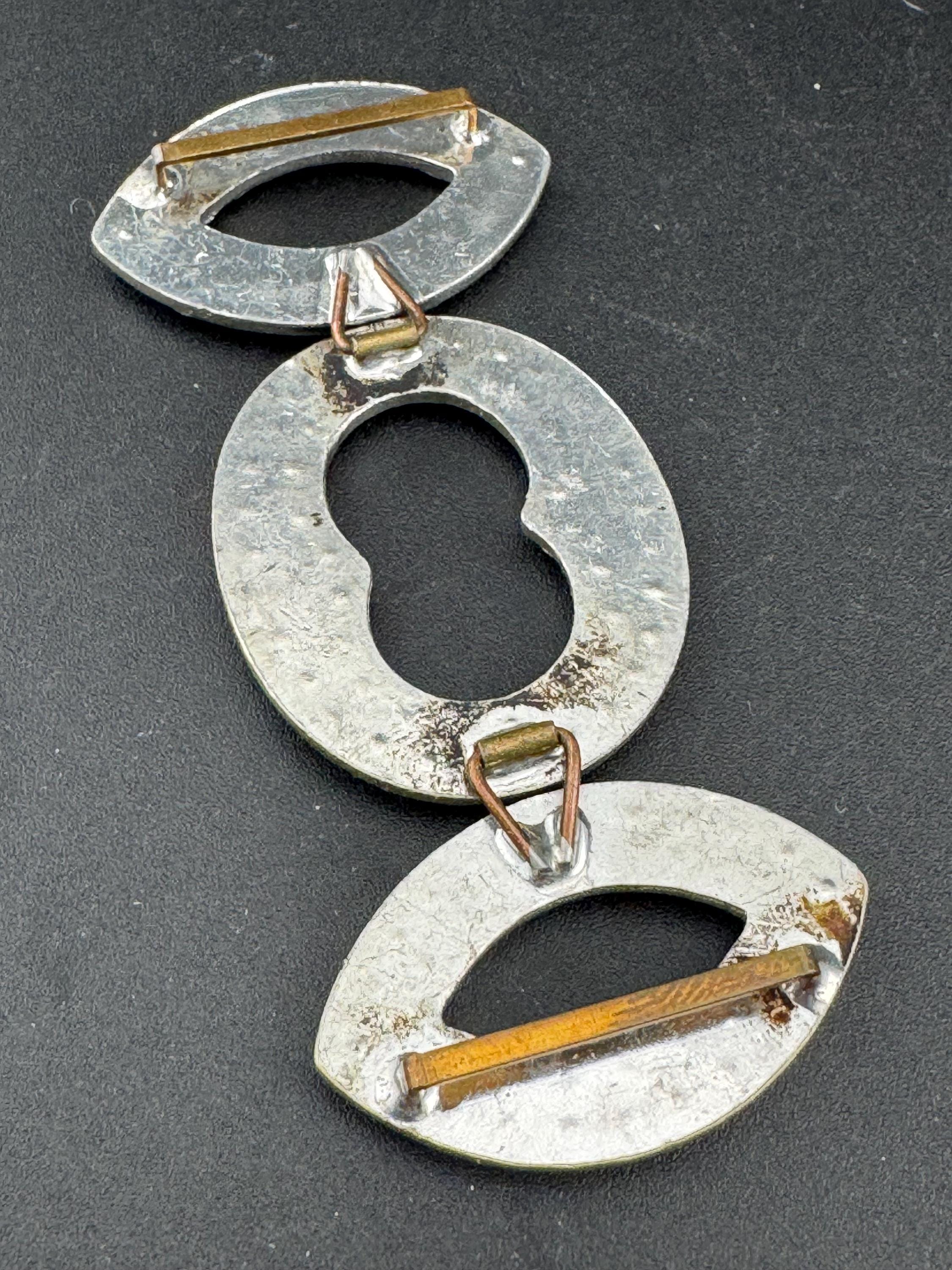 Antique Czech Art Deco 1920s 1930s wide double 2 part Glass Diamante Belt Buckle paste rhinestone Bridal Wedding Sash Adornment Fitting