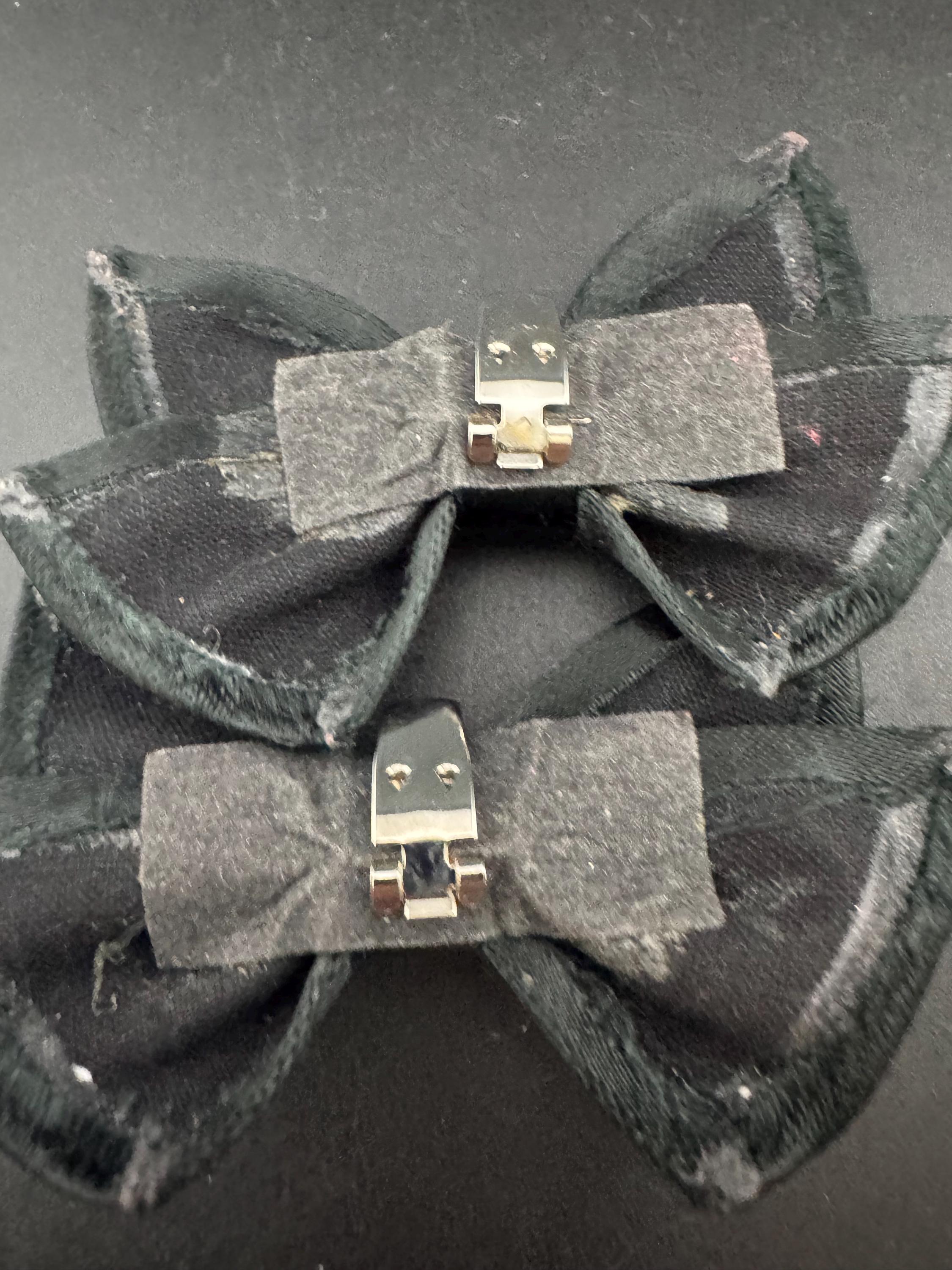 Vintage pair of Black ribbon diamanté BOW shoe clips