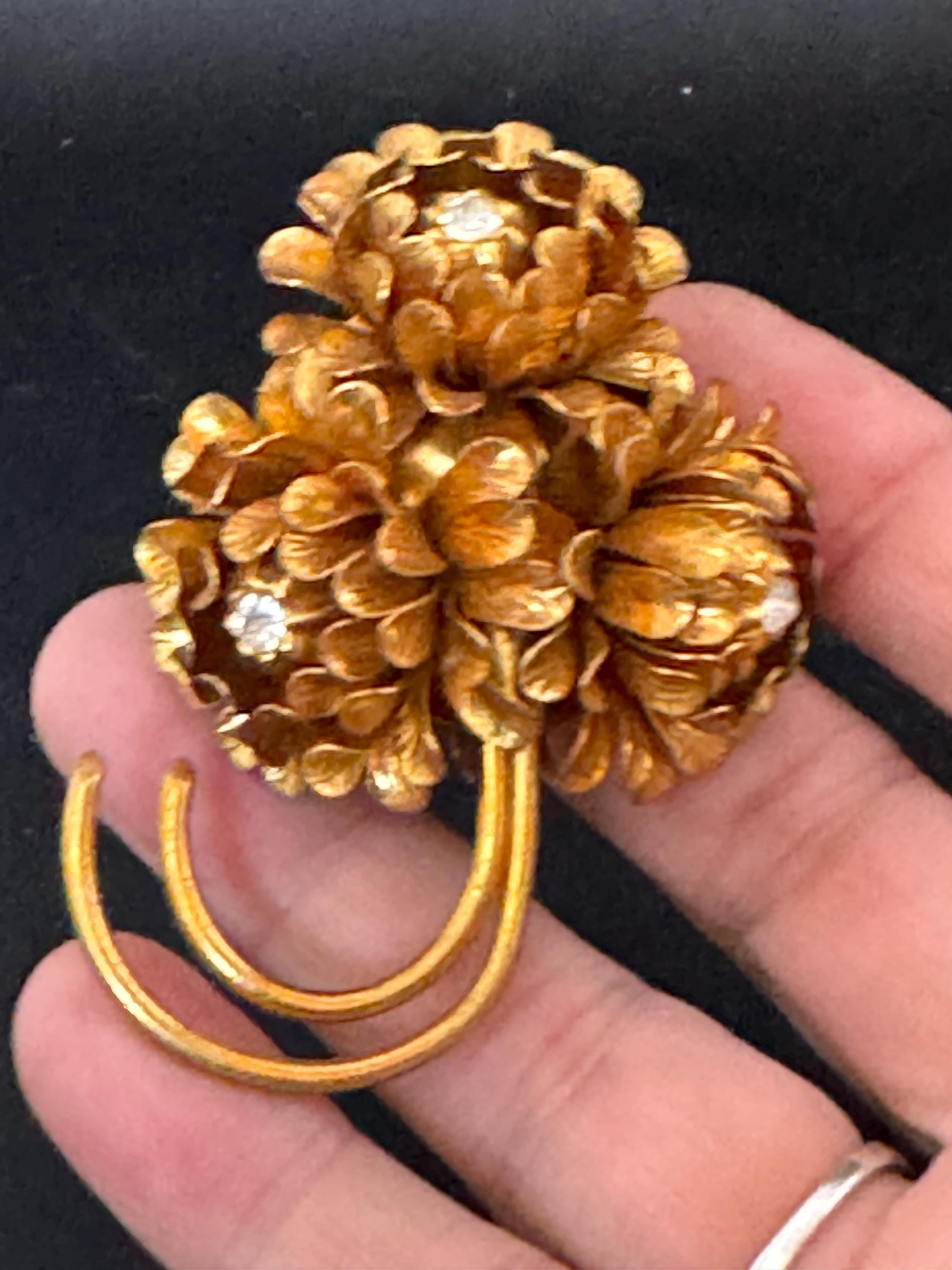 Antique large Art Deco brass fur Pin Clip Early 1930s 1940s faux furs