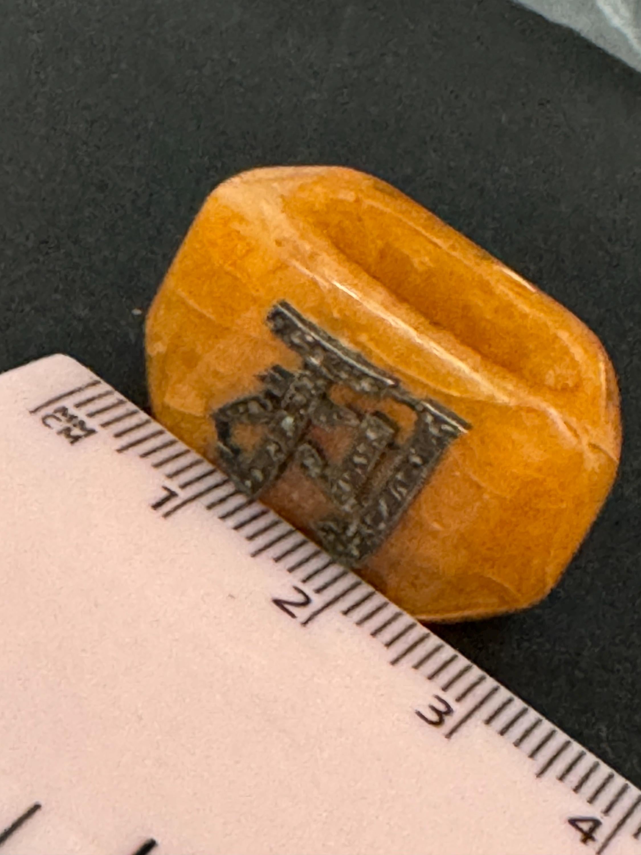 Art Deco Celluloid Scarf Ring: Faux Tortoiseshell Marcasite Monogram