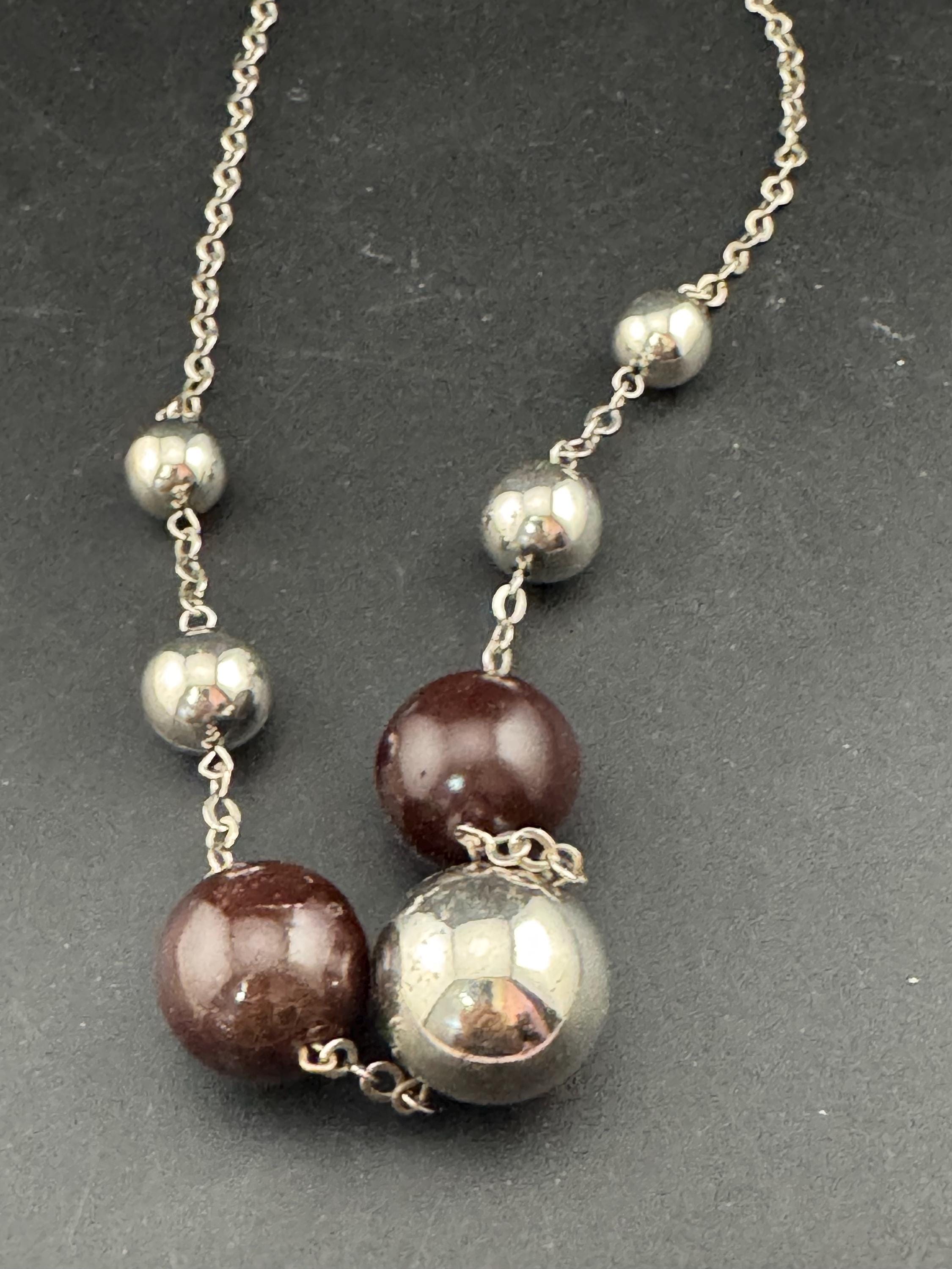 Czech Glass Beaded Necklace: Art Deco Chrome Silver, 1920s Style