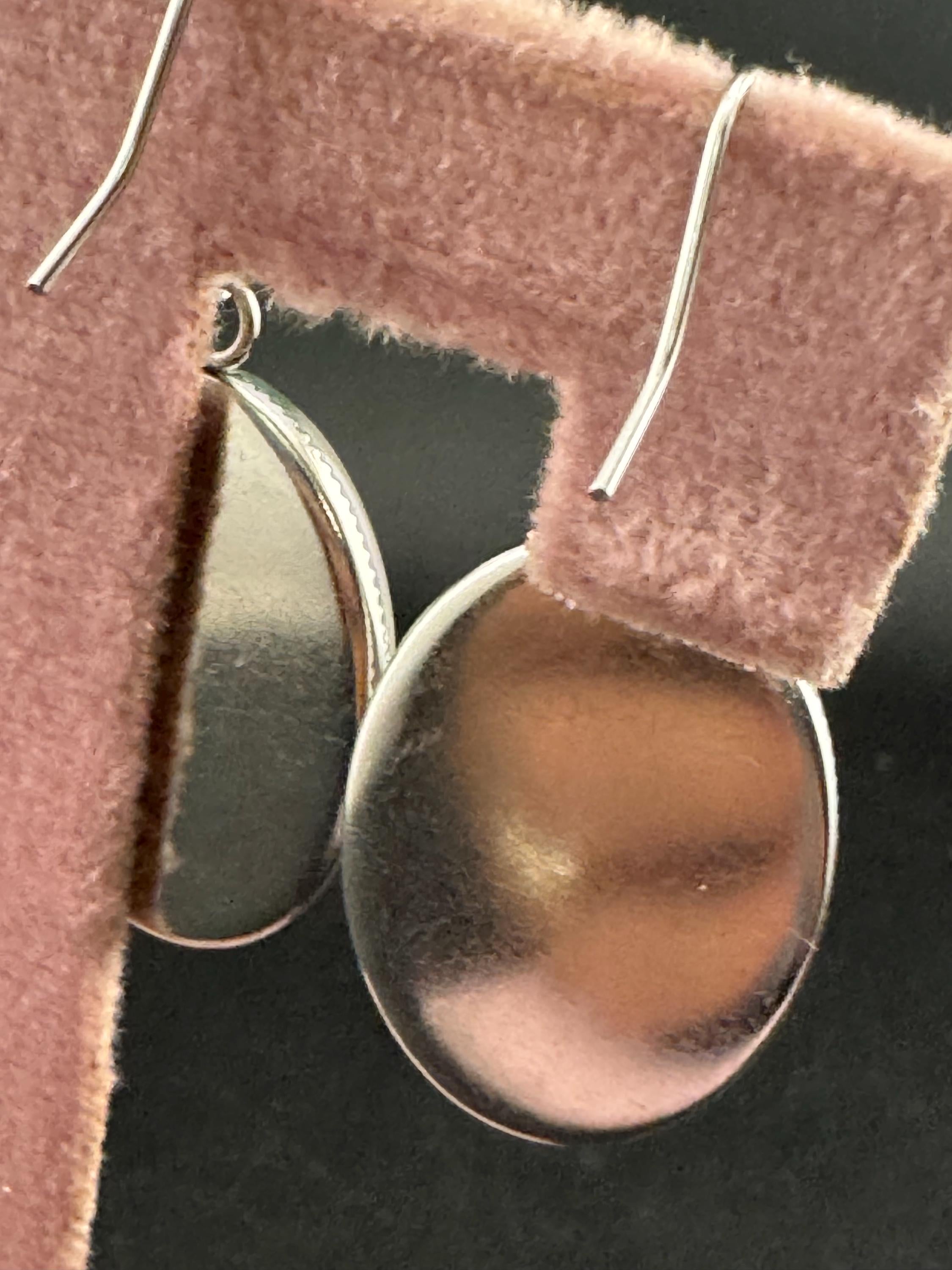 Pink Rose Oval Cabochon Earrings: Handmade Stainless Steel Drop Earrings
