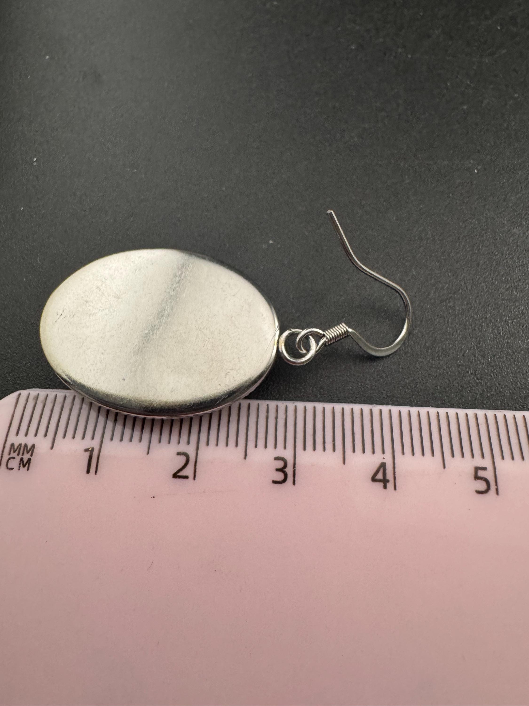 Blue bluebells garden flowers handmade oval glass cabochon earrings, stainless steel, non tarnish earwires and fittings, ideal spring summer