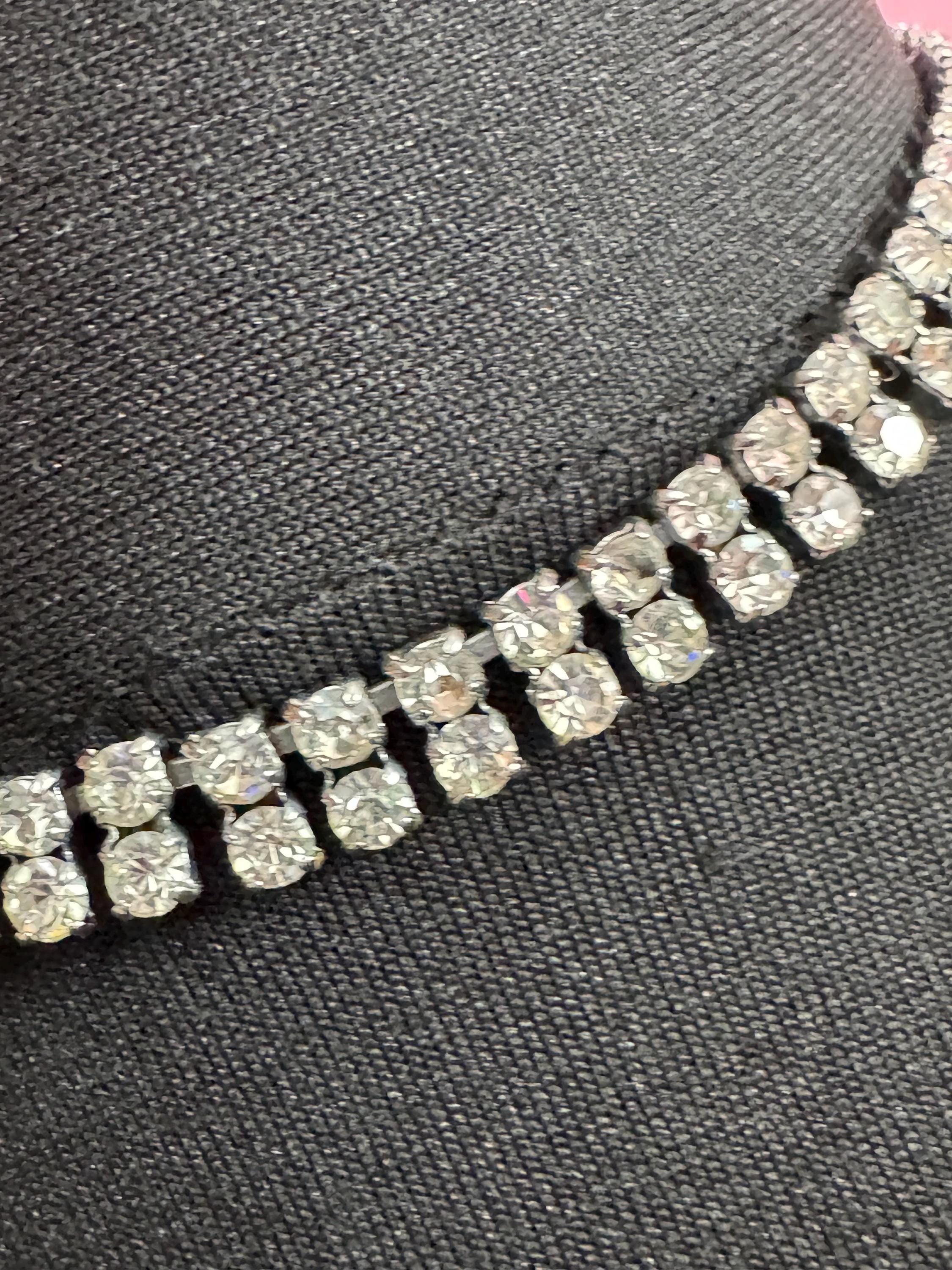Dainty sit on the neck petite 39cm vintage clear diamanté rhinestone crystal silver tone choker necklace mid century