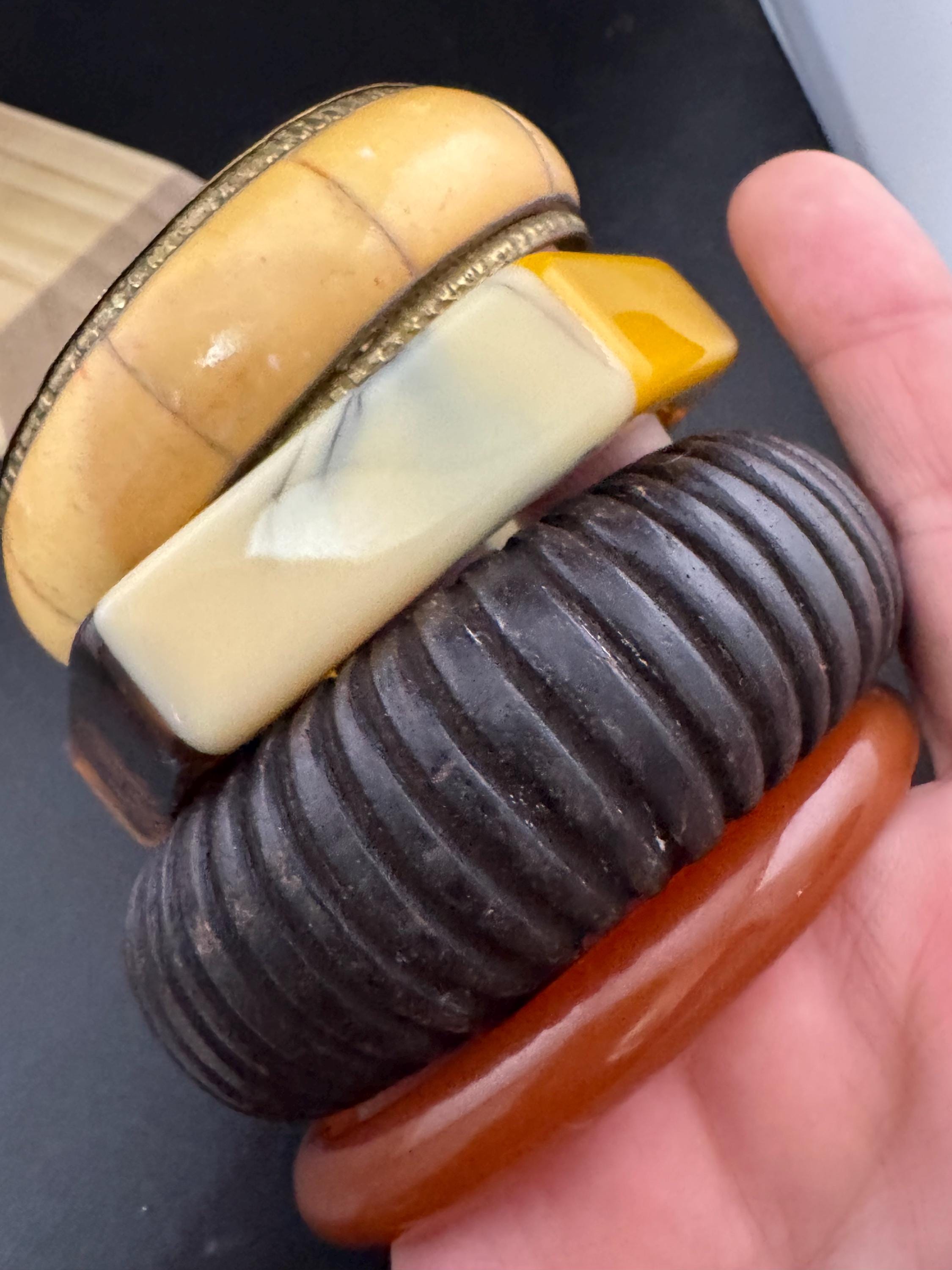 Vintage Stacking Bangles: Wooden, Metal & Plastic - Boho Tribal Bracelets