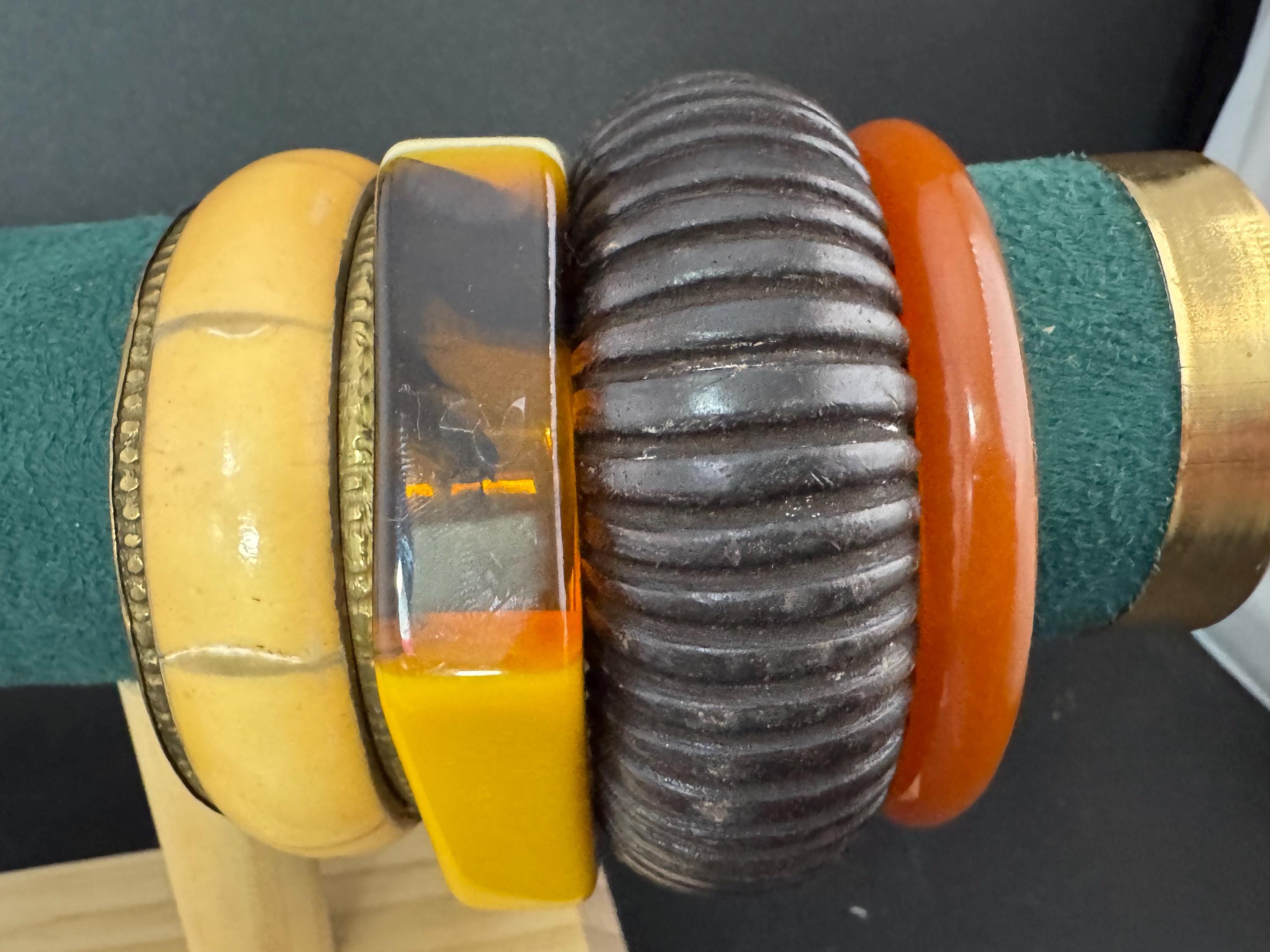 Vintage Stacking Bangles: Wooden, Metal & Plastic - Boho Tribal Bracelets