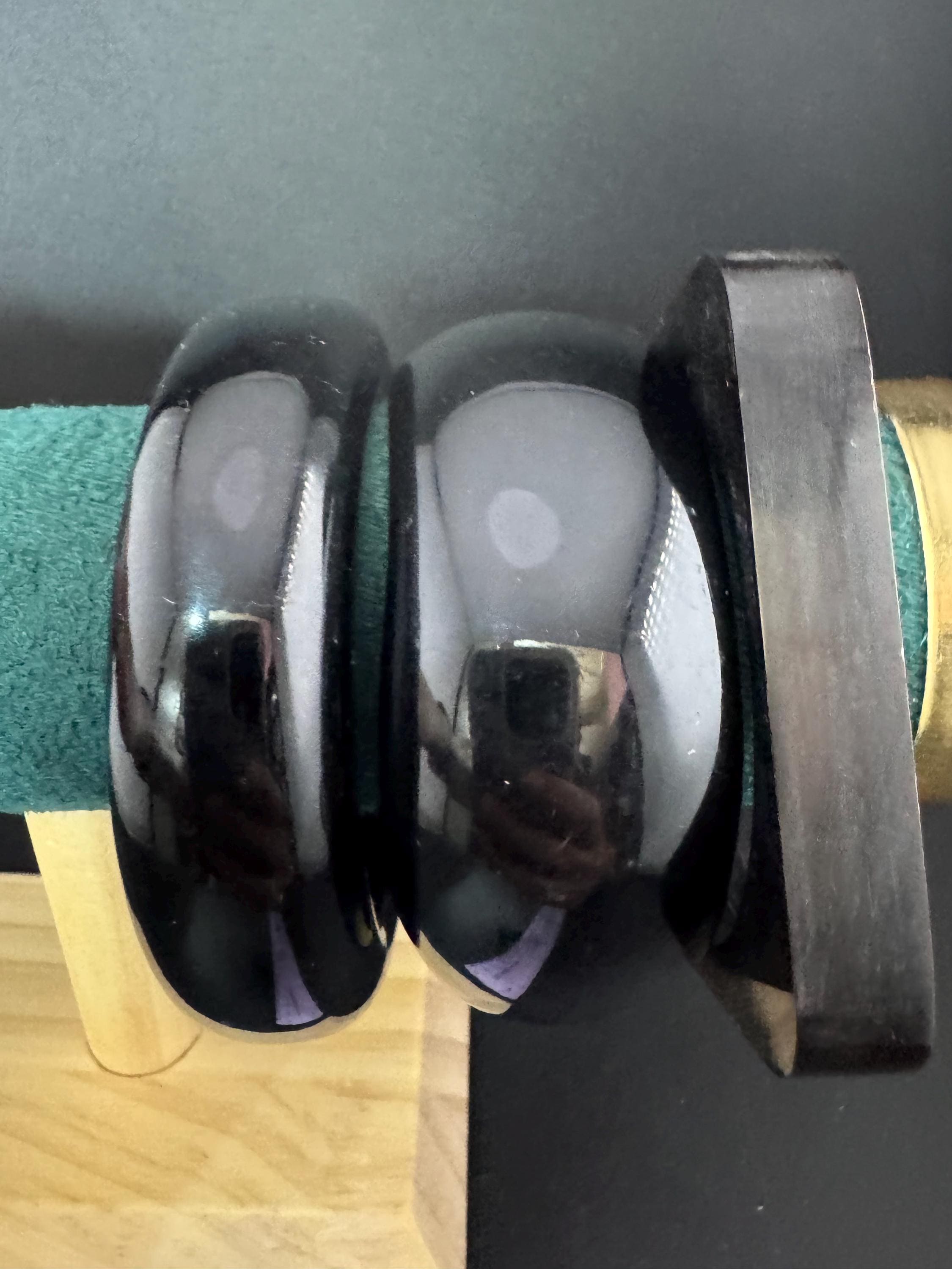 Vintage stack of black Chunky stylish plastic bangles retro acrylic bracelets
