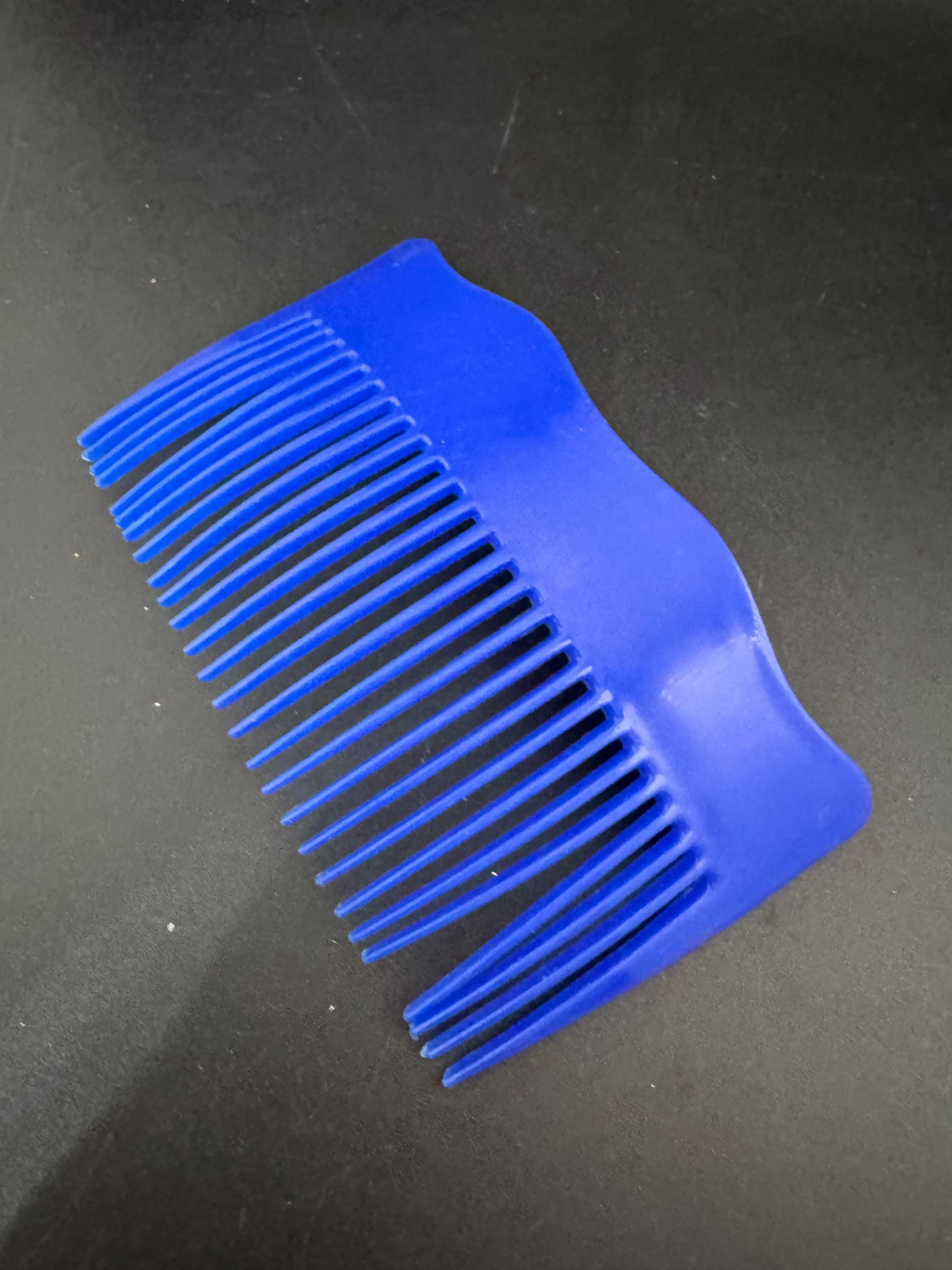 Vintage wide bright blue plastic hair comb