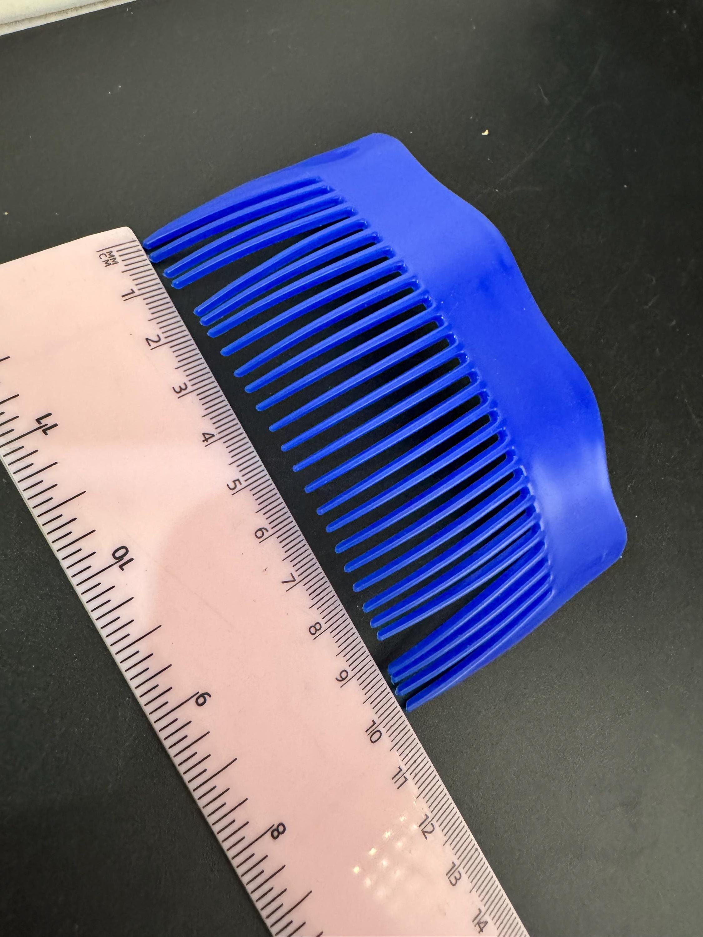 Vintage wide bright blue plastic hair comb