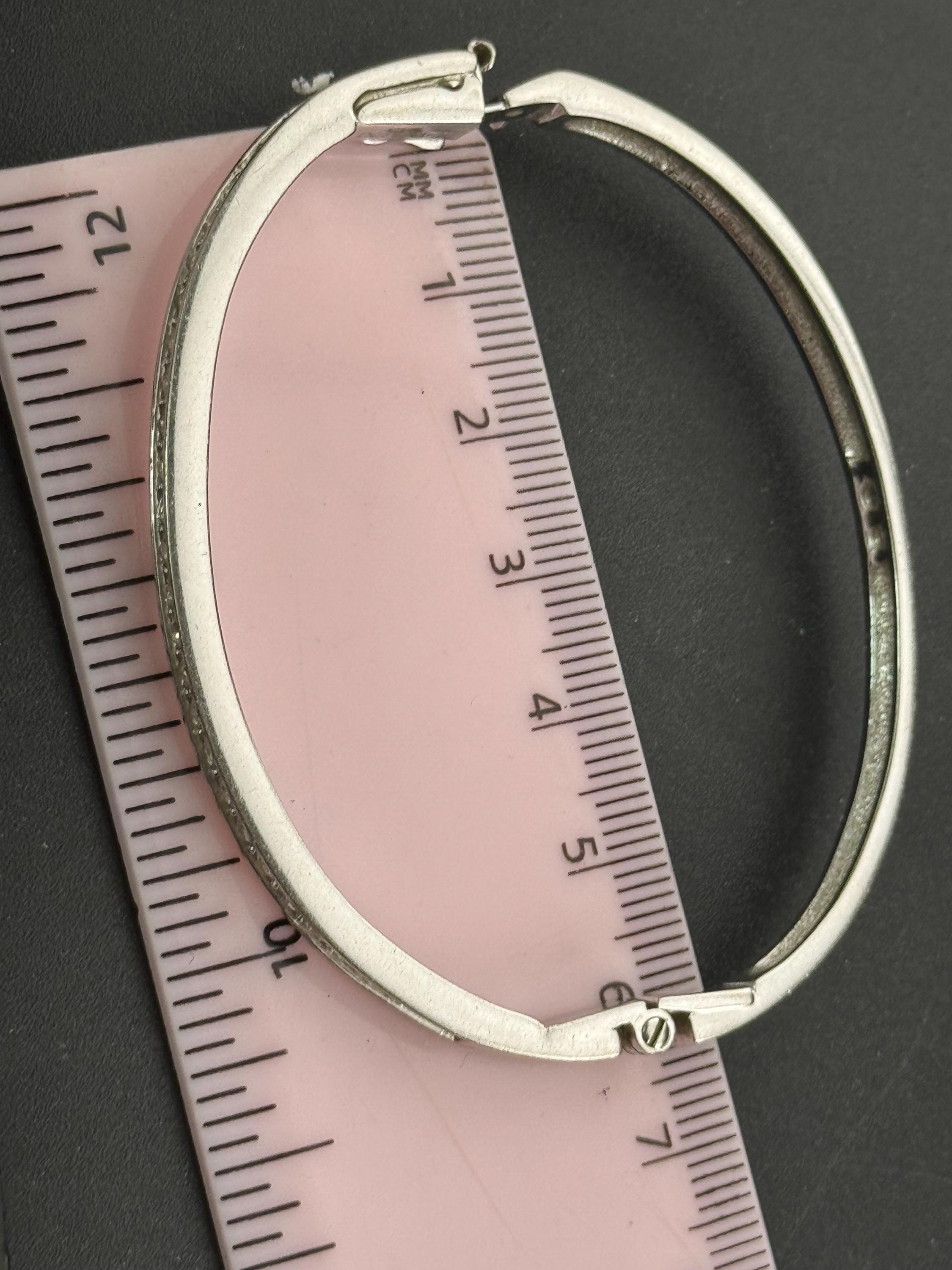 signed swan Swarovski crystal channel set slim silver plated clamper bangle